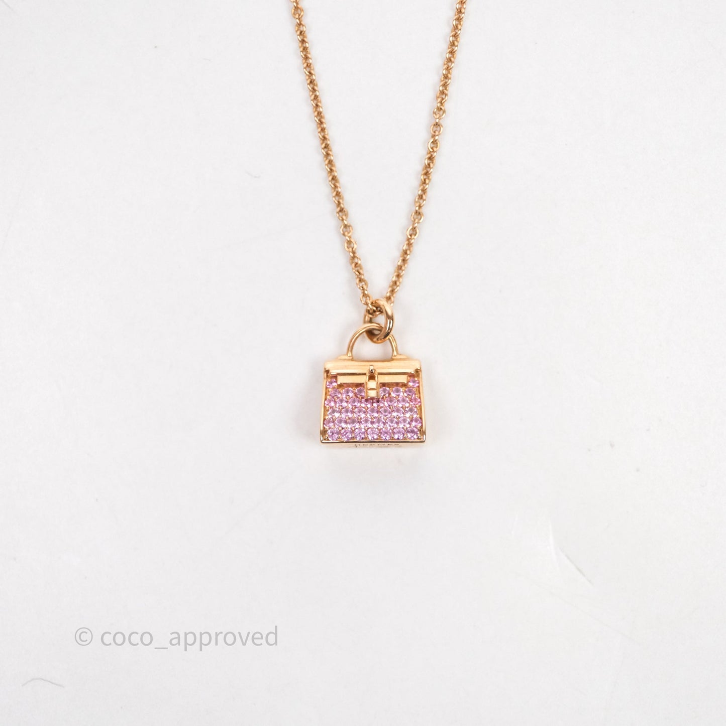 Hermès Kelly Amulettes Pink Diamonds Pendant Necklace Rose Gold
