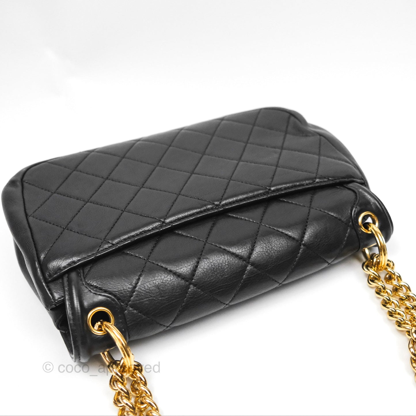Chanel Small Underline Saddle Flap Bag Black Calfskin Gold Hardware