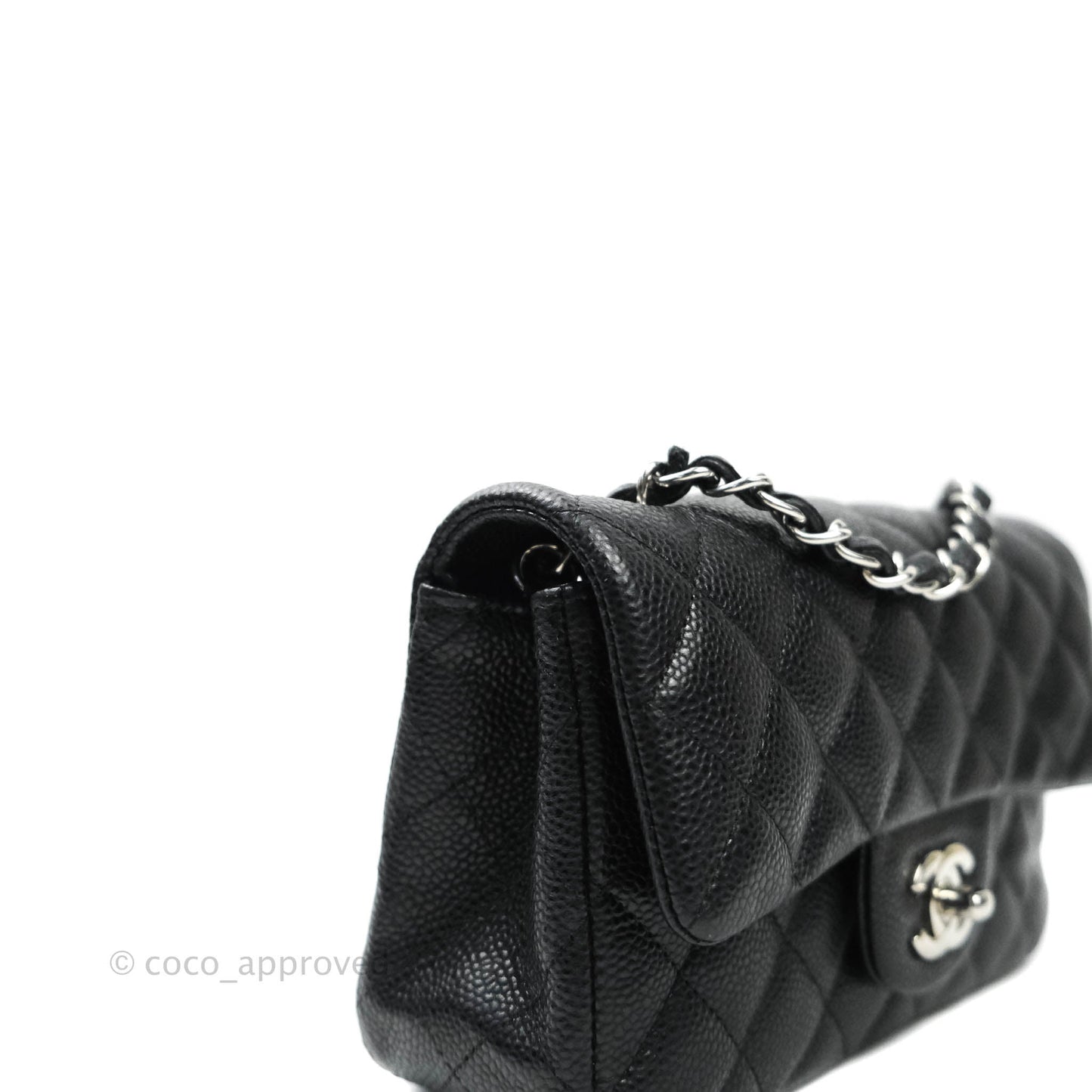 Chanel Classic Quilted Mini Rectangular Flap Black Caviar Silver Hardware