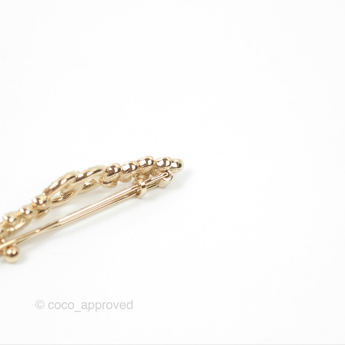 Chanel Leafy CC Crystal Hair Clip Barrette Gold Tone 23S