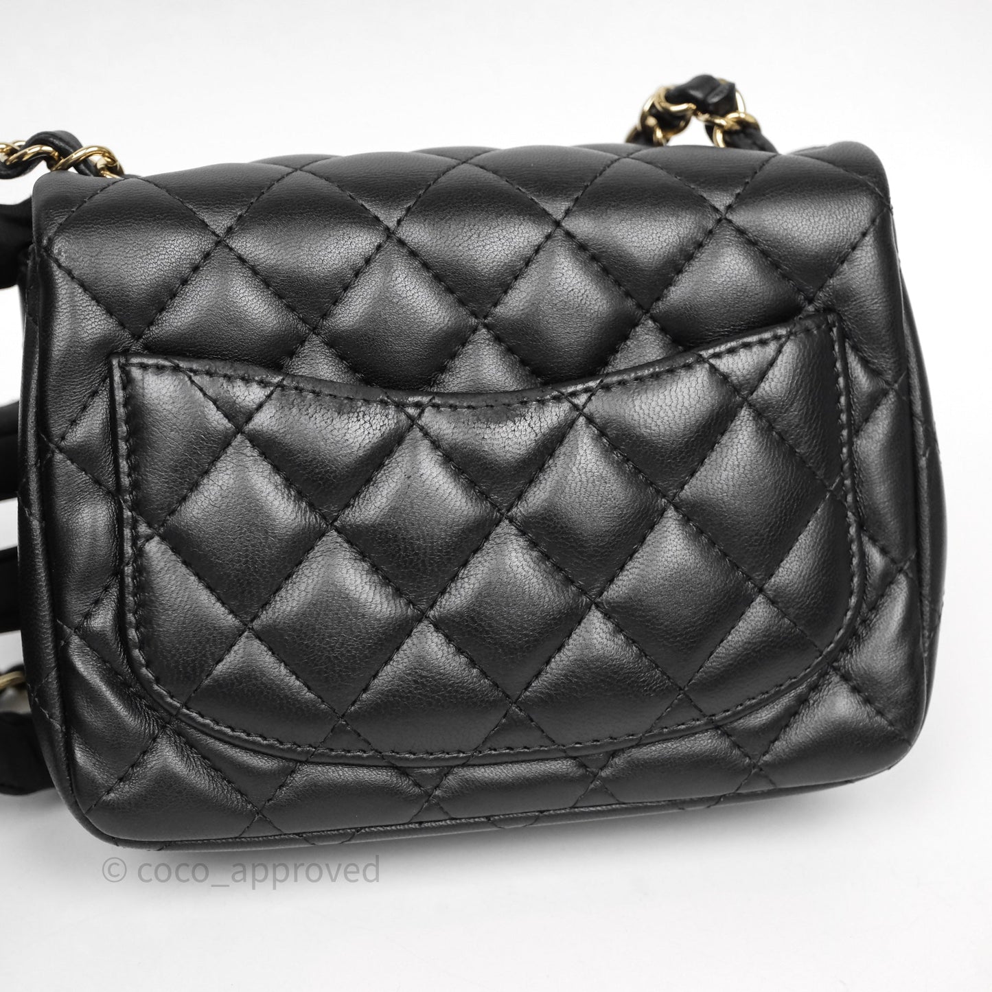 Chanel Mini Square Quilted Black Lambskin Gold Hardware