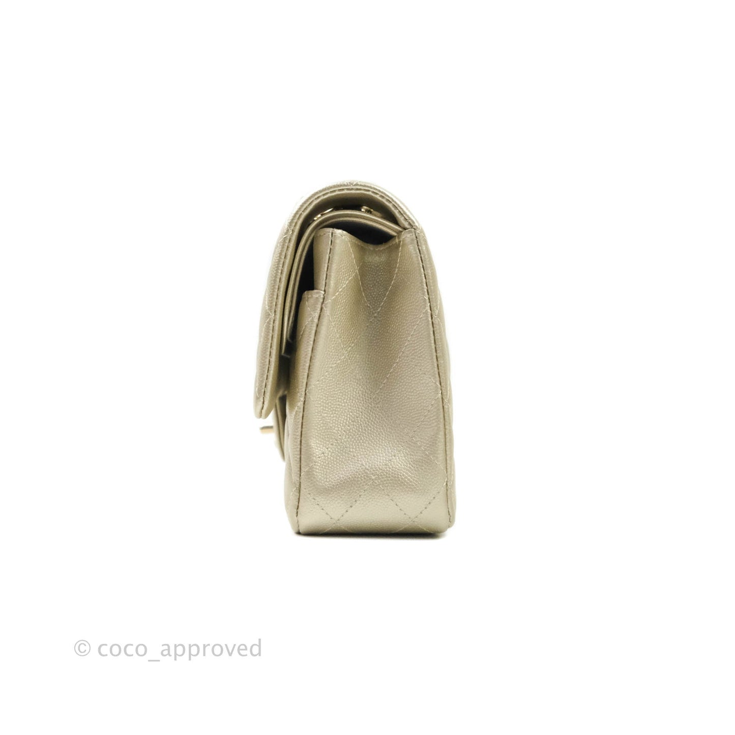 Chanel Classic M/L Medium Double Flap Bag Light Gold Caviar Gold Hardware