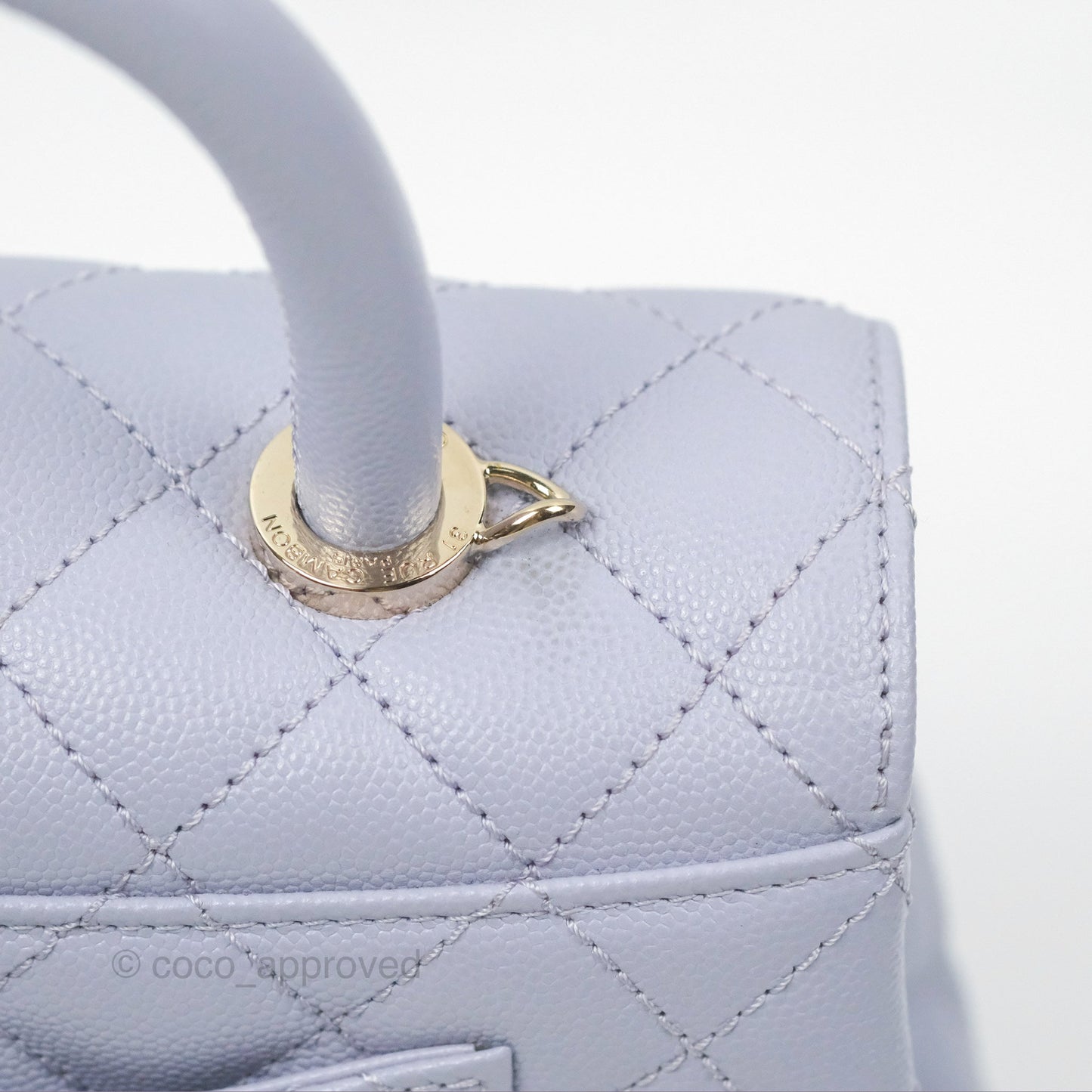 Chanel Small Coco Handle Quilted Purple Lilac Caviar Gold Hardware 21K
