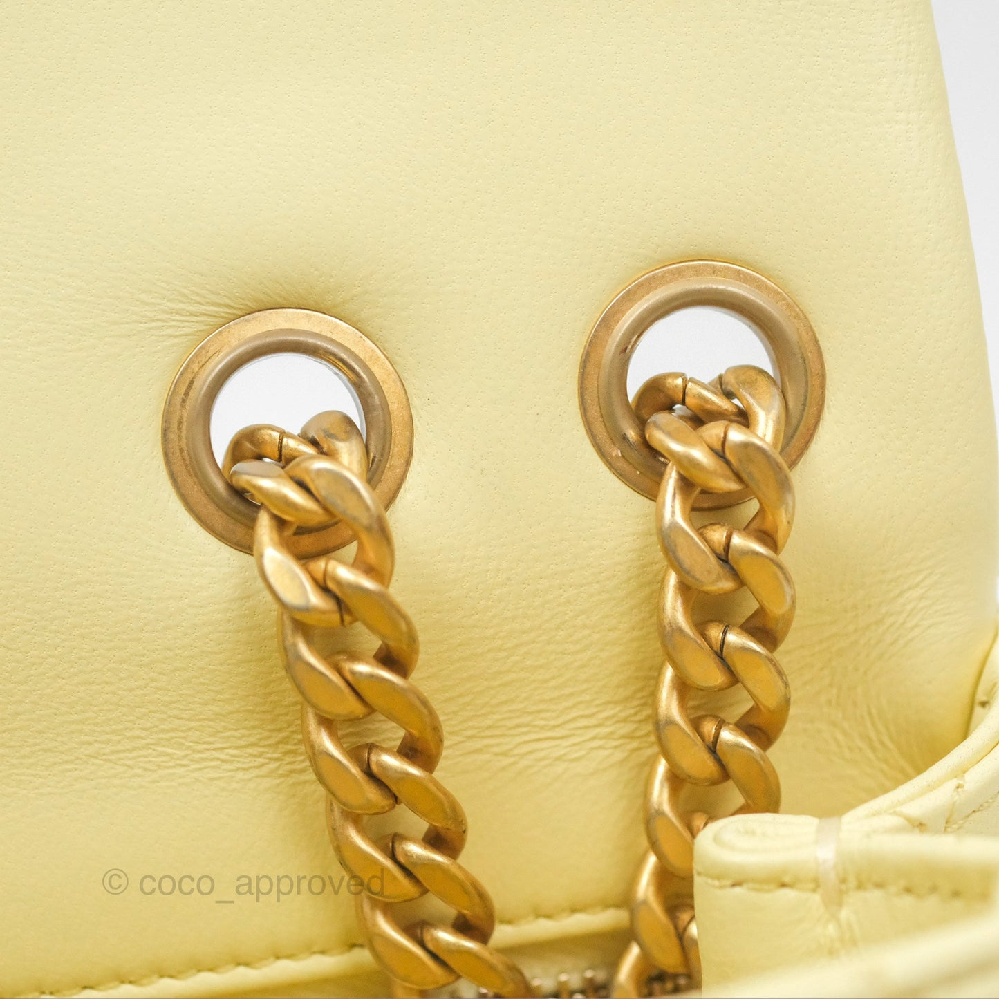 Chanel Mini Rectangular Flap with Camellia Adjustable Chain Yellow Lambskin Aged Gold Hardware 23S