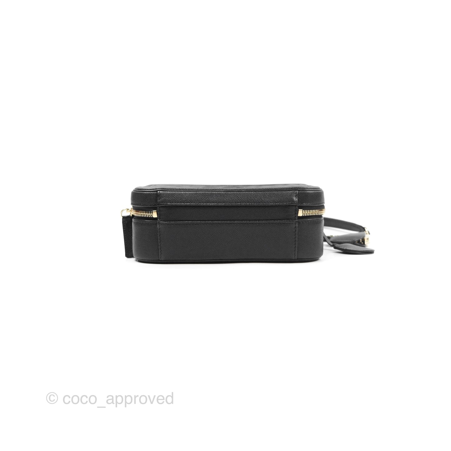 Chanel Quilted Medium CC Filigree Vanity Case Black Caviar Gold Hardware