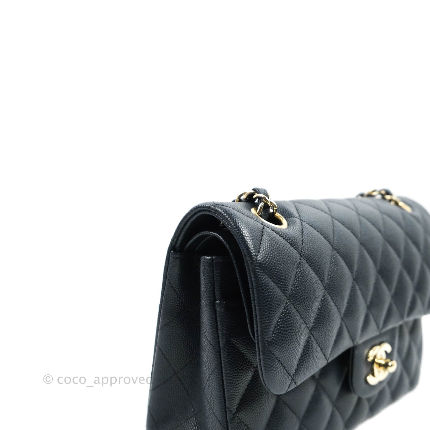Chanel Classic Small S/M Flap Navy Blue Caviar Gold Hardware 21P