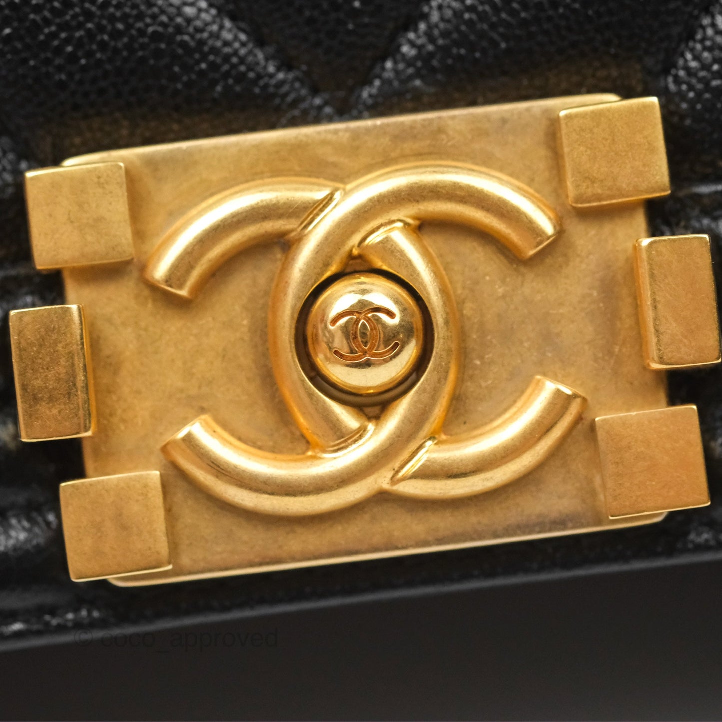 Chanel Medium Boy Chevron Black Caviar Aged Gold Hardware
