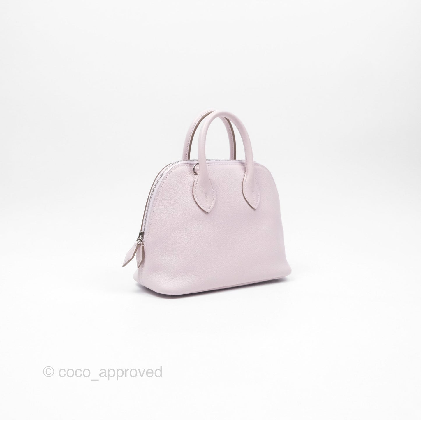 Hermès Bolide Mini 1923 Evercolor Mauve Pale 09/ Caramel 28 Palladium Hardware
