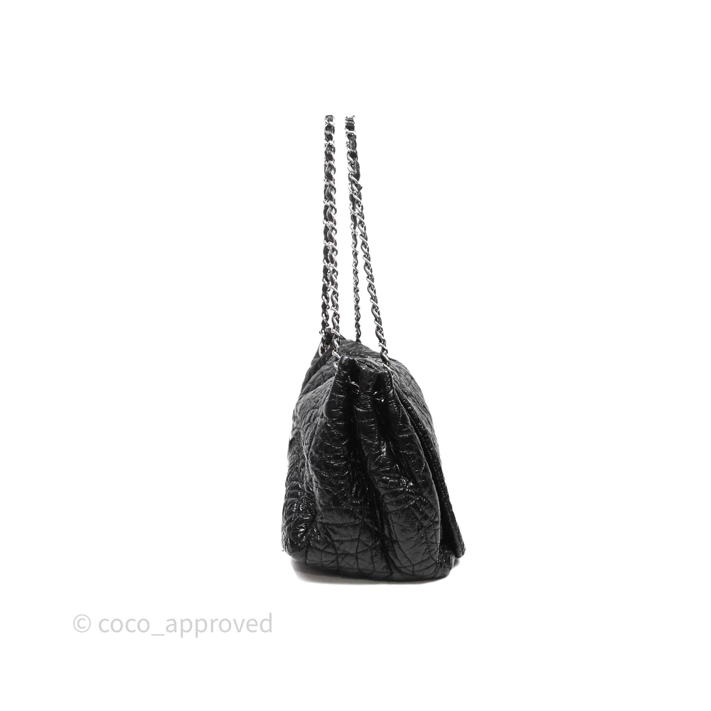 Chanel Black Vinyl Graphic Edge Flap Bag Silver Hardware⁣⁣