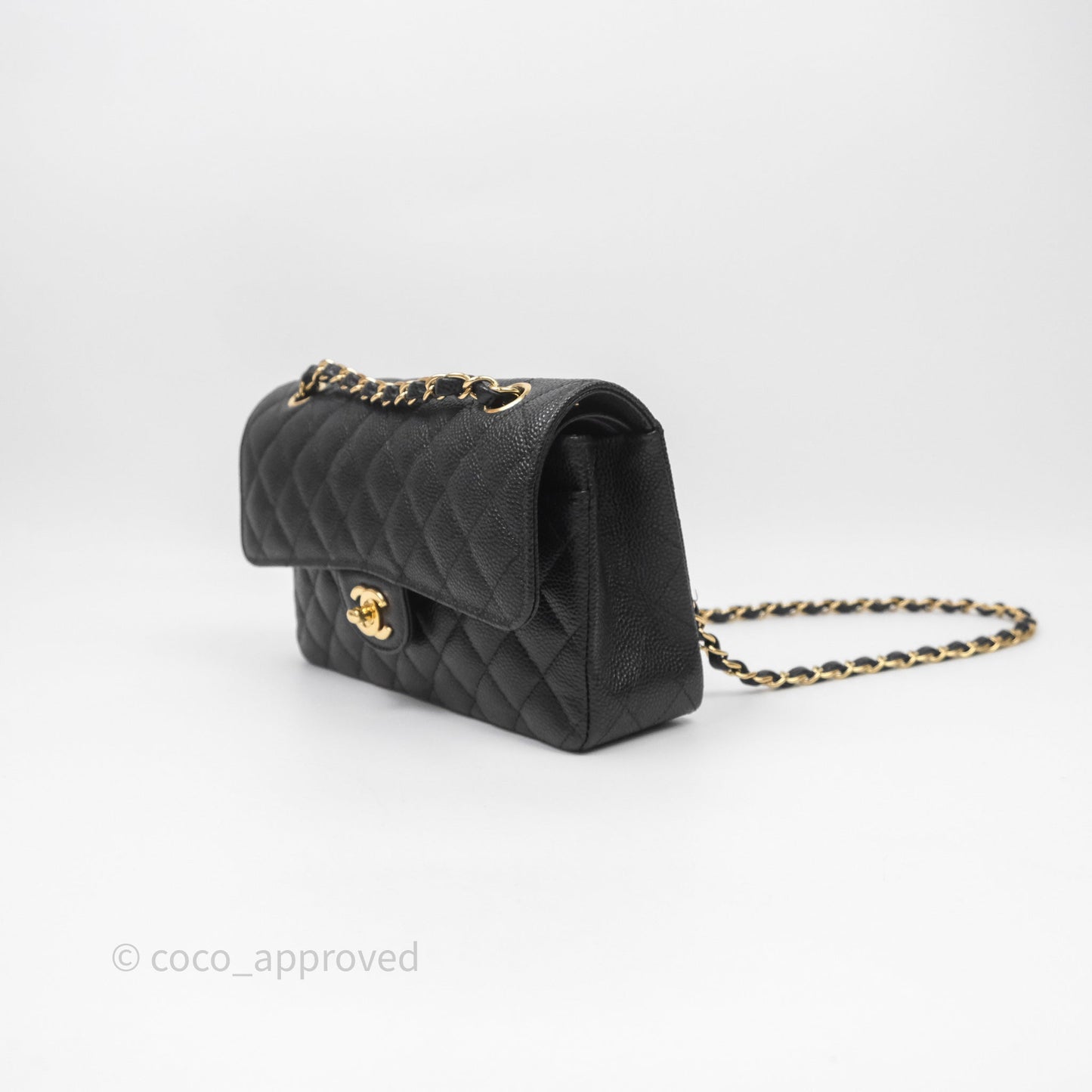 Chanel Small Classic Flap Quilted Black Caviar Gold Hardware