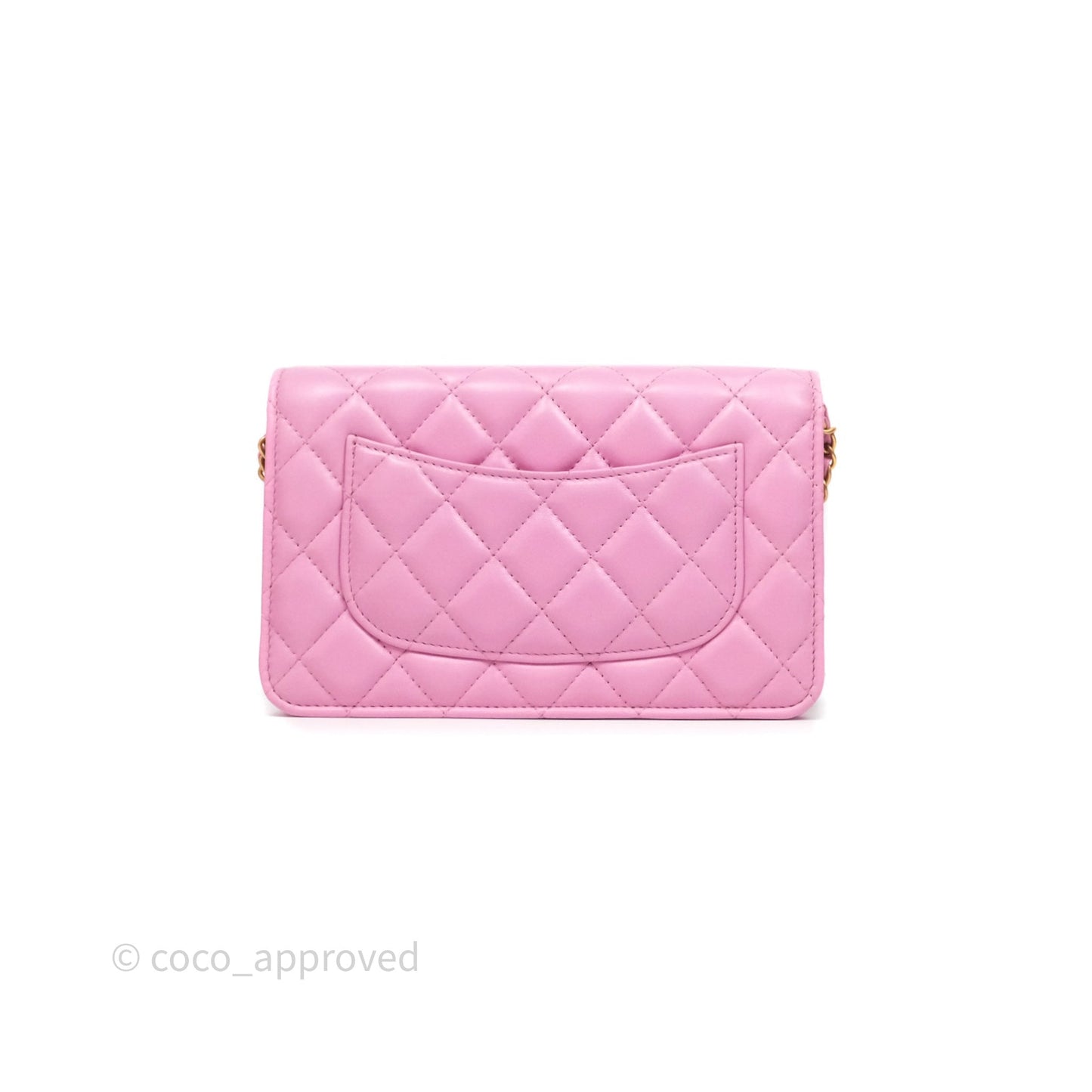 Chanel CC Chain Wallet On Chain WOC Pink Lambskin Aged Gold Hardware