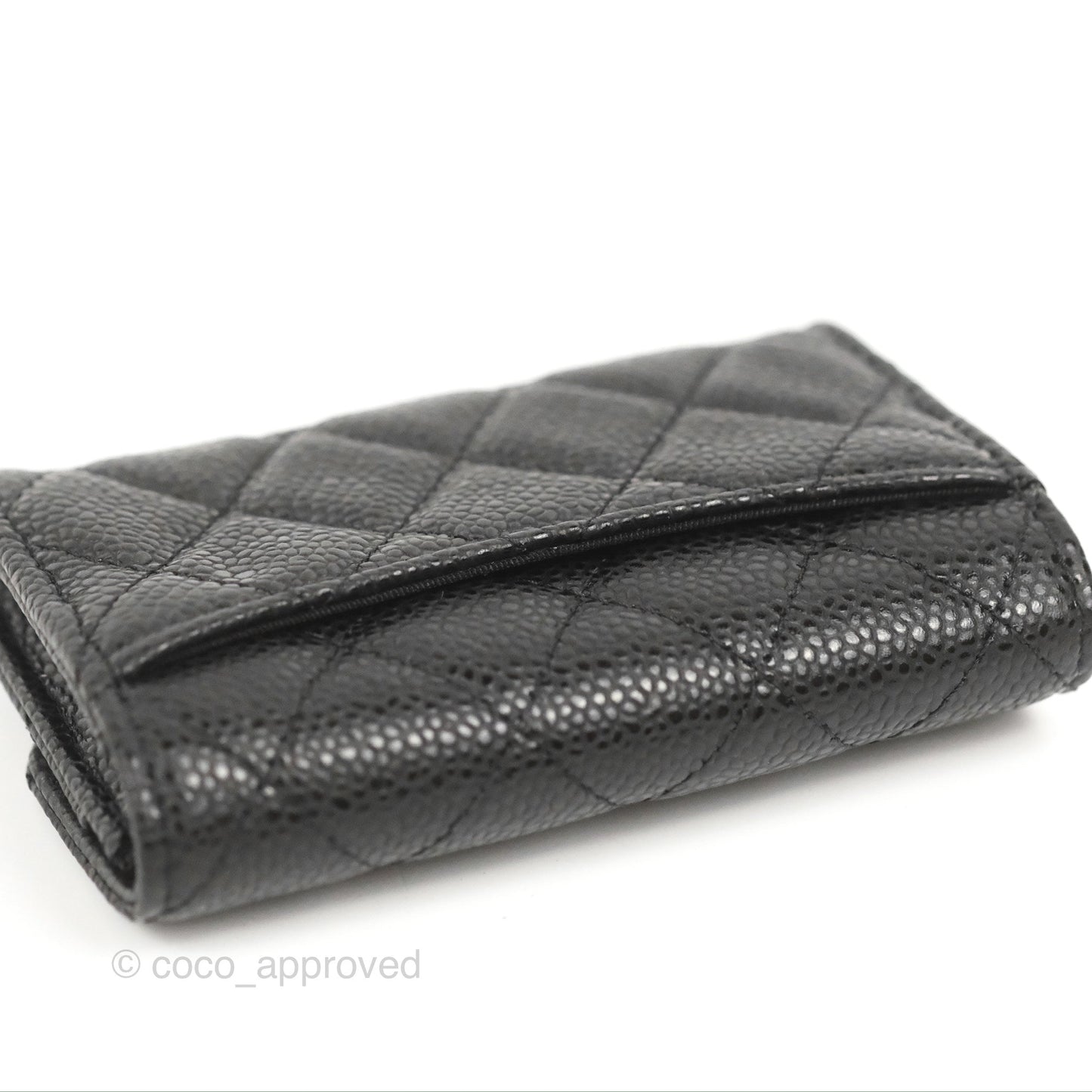 Chanel Classic Quilted Flap Card Holder Black Caviar Gold Hardware
