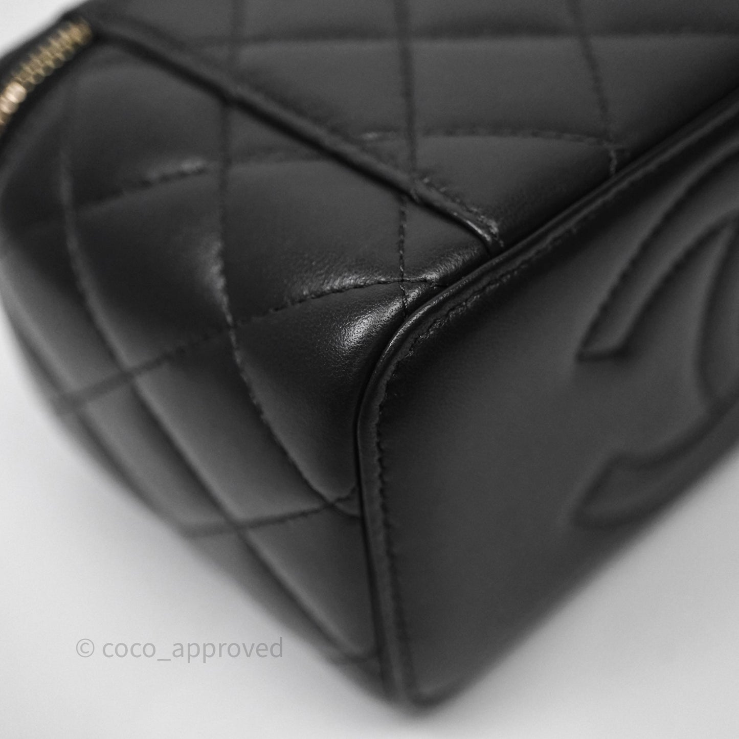 Chanel Trendy CC Vanity Rectangular Top Handle Dark Grey Lambskin Gold Hardware
