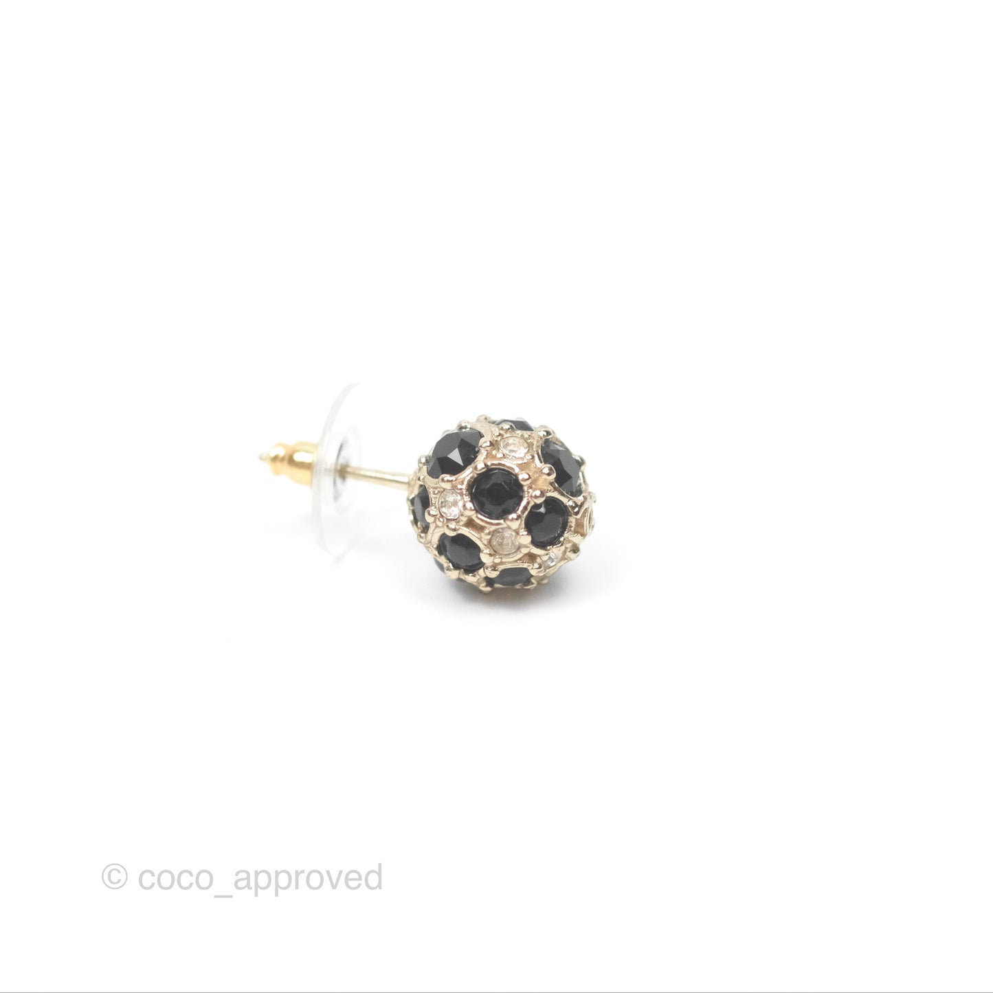 Chanel Crystal Black Resin Ball Earrings 19P
