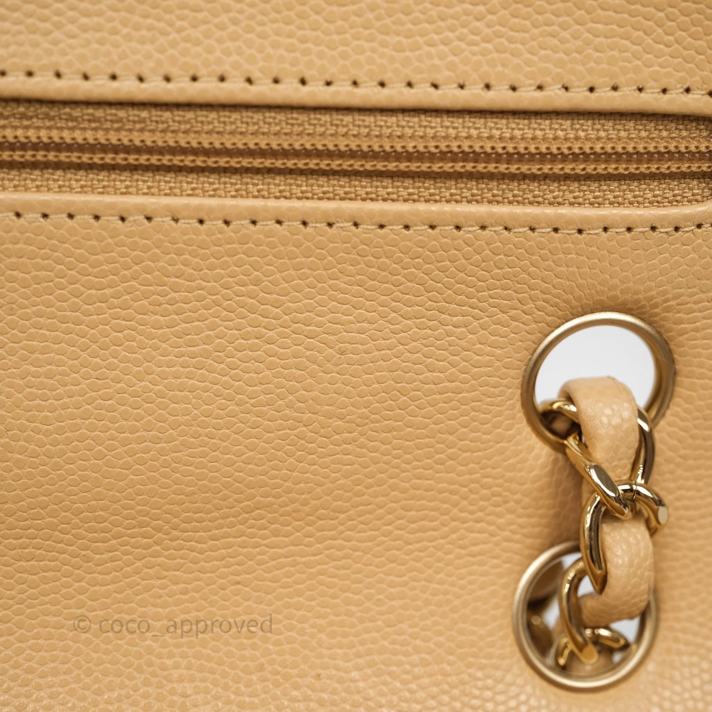 Chanel Classic M/L Medium Flap Quilted Beige Caviar Gold Hardware