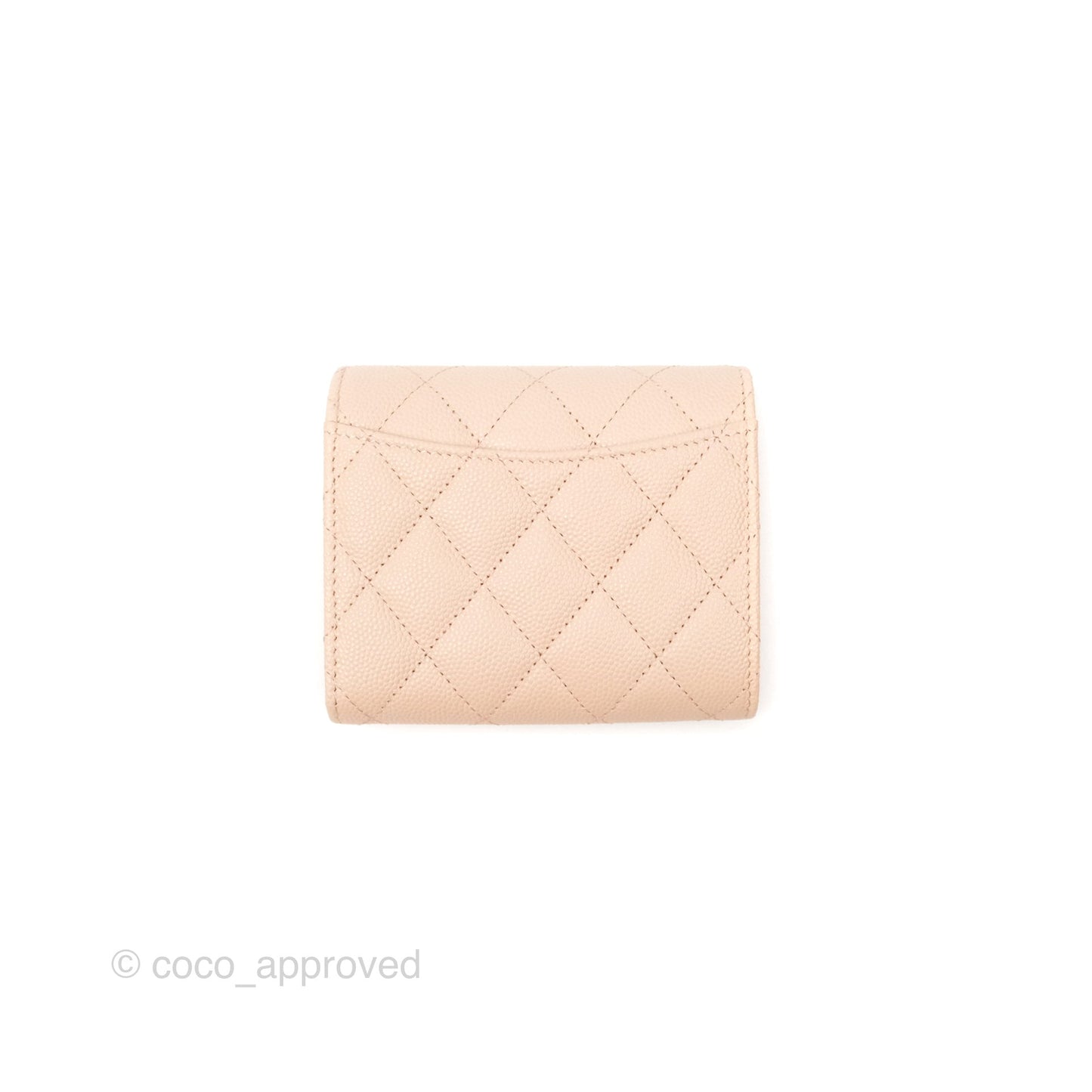 Chanel Classic Short Flap Wallet Beige Pink Caviar Gold Hardware