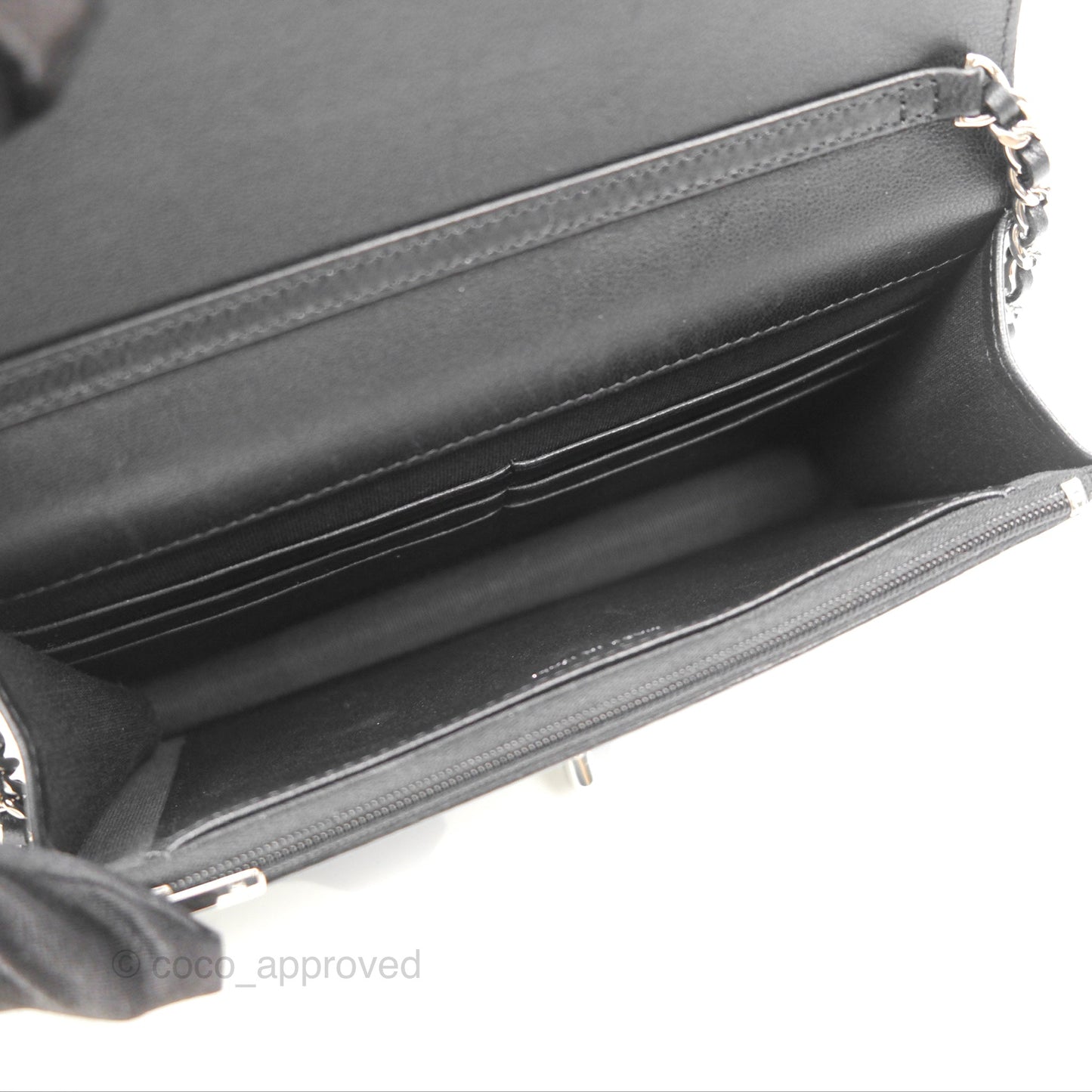 Chanel Gradient CC Wallet On Chain WOC Black Lambskin Silver Hardware 23K