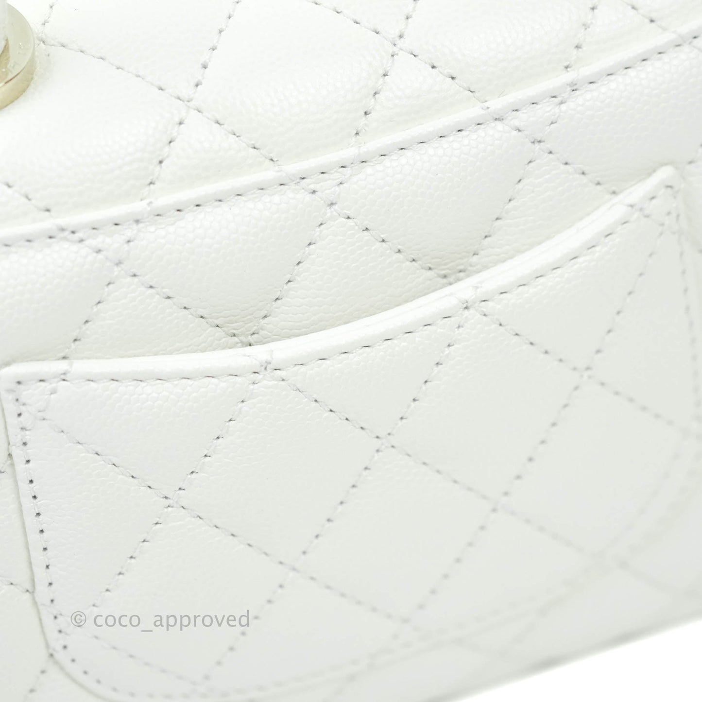 Chanel Extra Mini Coco Handle Quilted White Caviar Gold Hardware