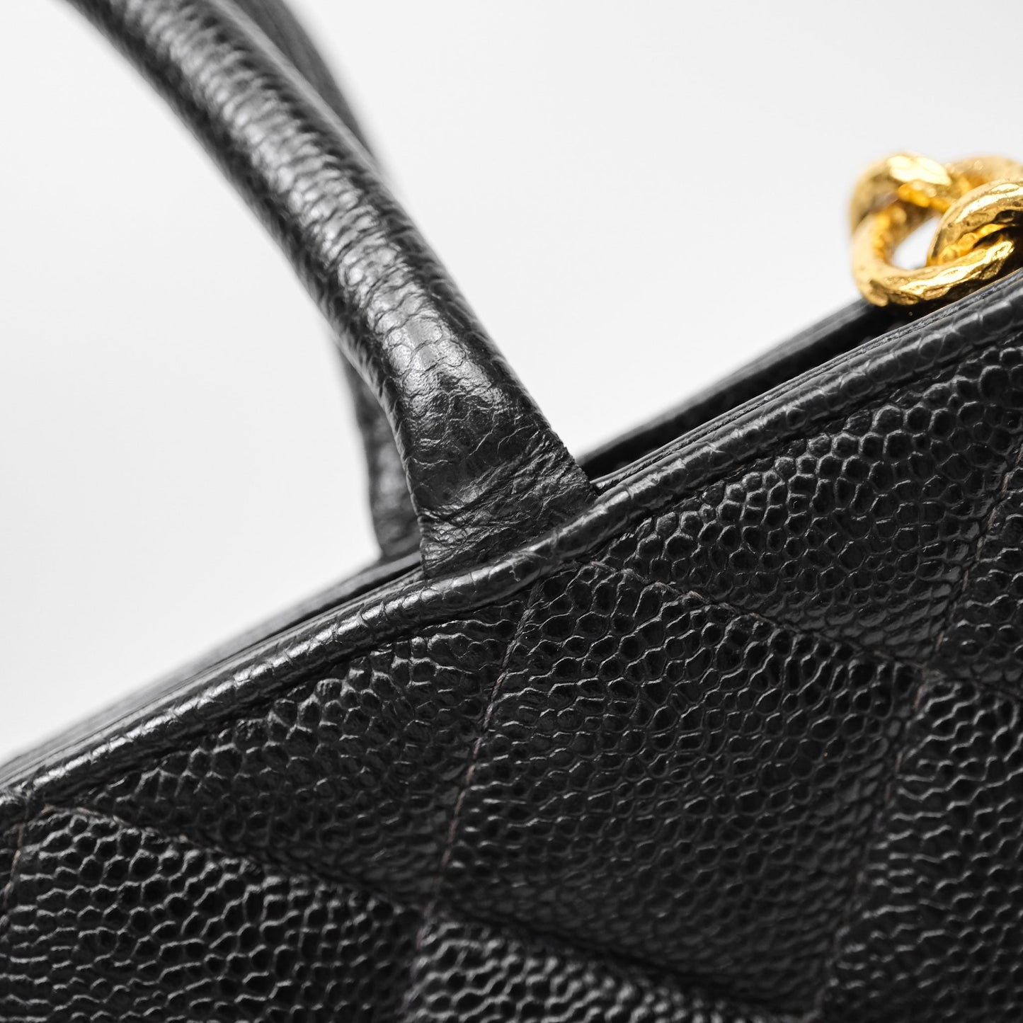 Chanel Vintage Medallion CC Tote Bag Black Caviar Gold Hardware