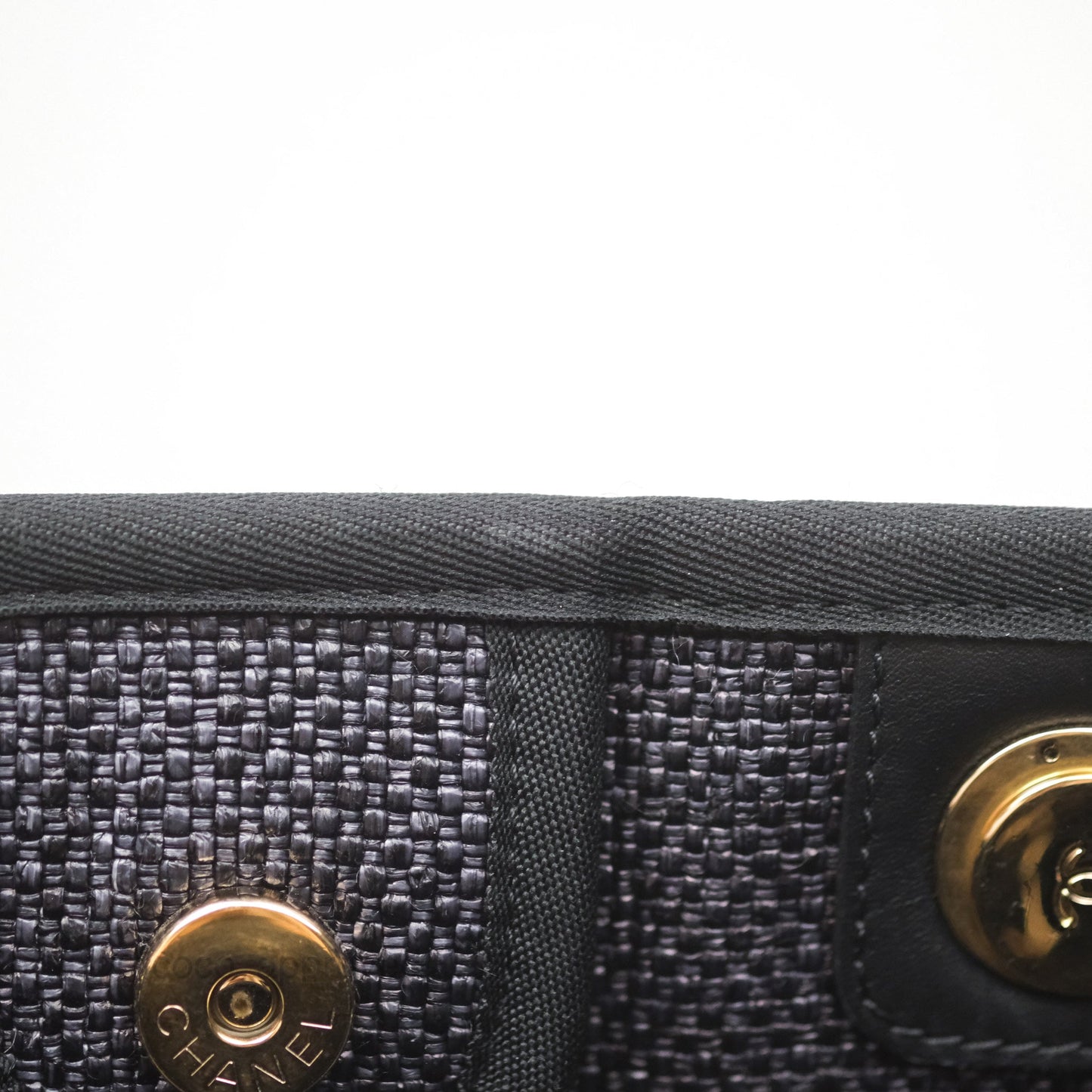 Chanel Medium Deauville Tote Black Canvas Gold Hardware