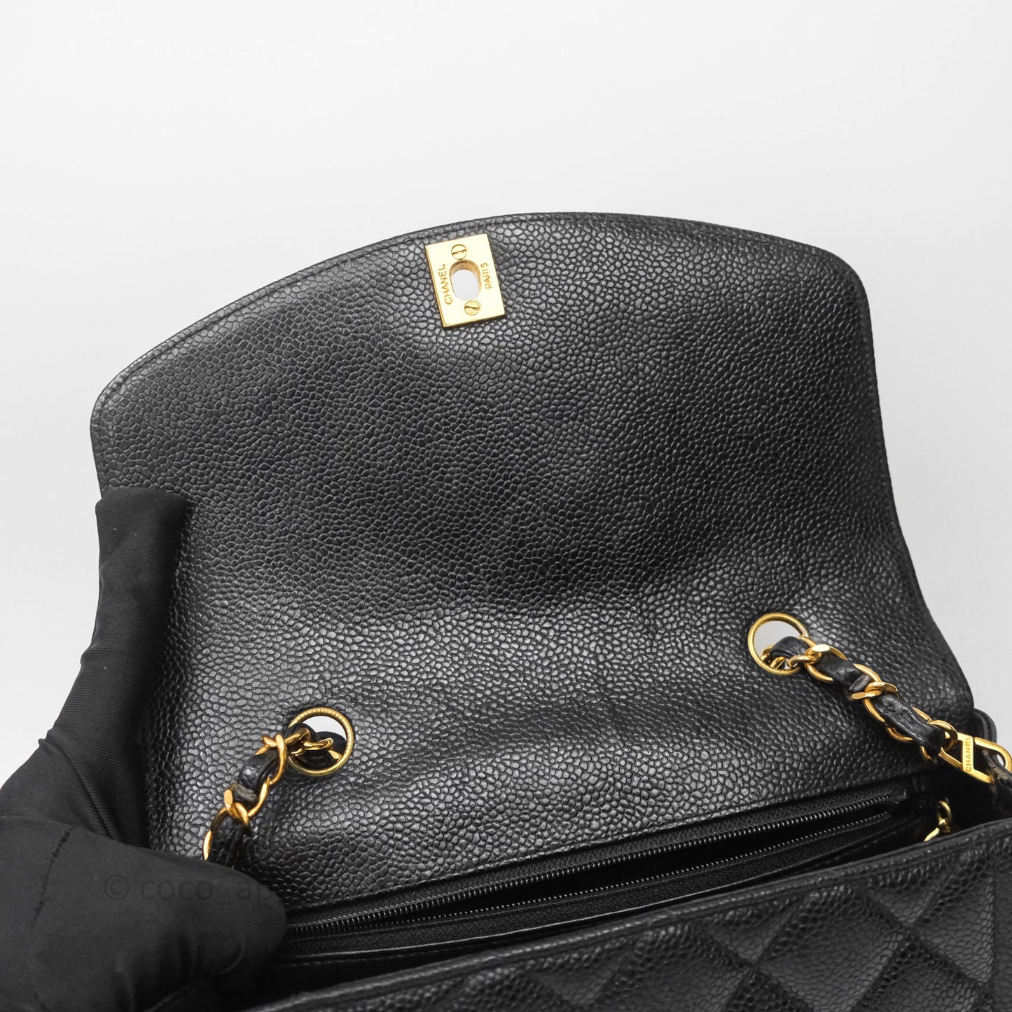 Chanel Vintage Small Classic Diana Flap Bag Black Caviar 24K Gold Hardware