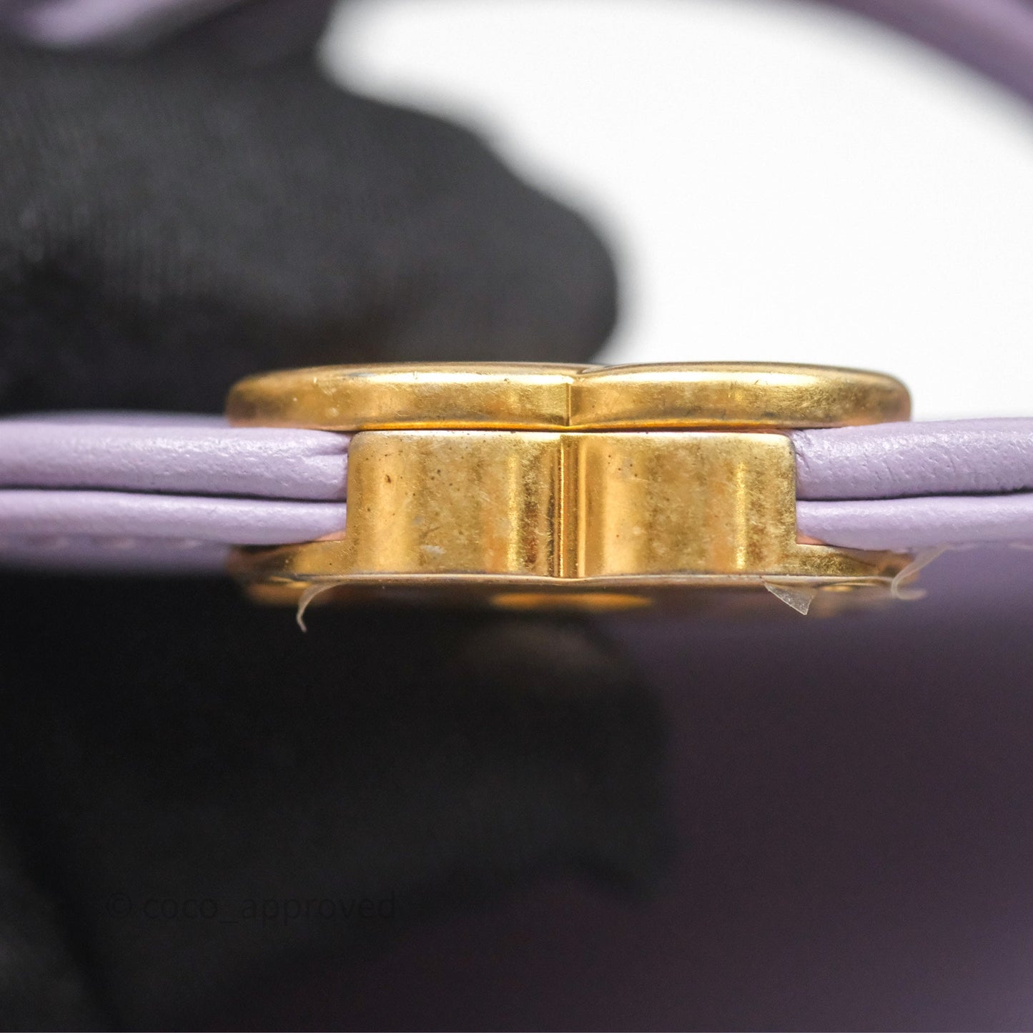 Chanel Mini Nano Kelly Bag Purple Shiny Calfskin Aged Gold Hardware