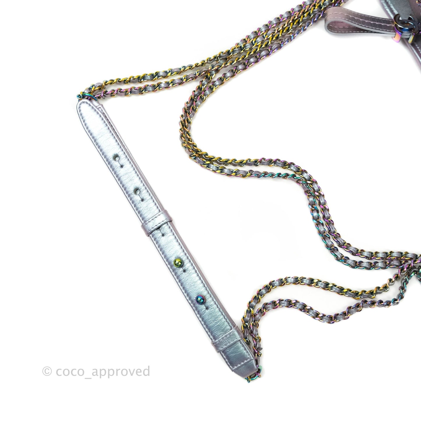 Chanel Medium Gabrielle Metallic Purple Black Aged Calfskin Rainbow Hardware