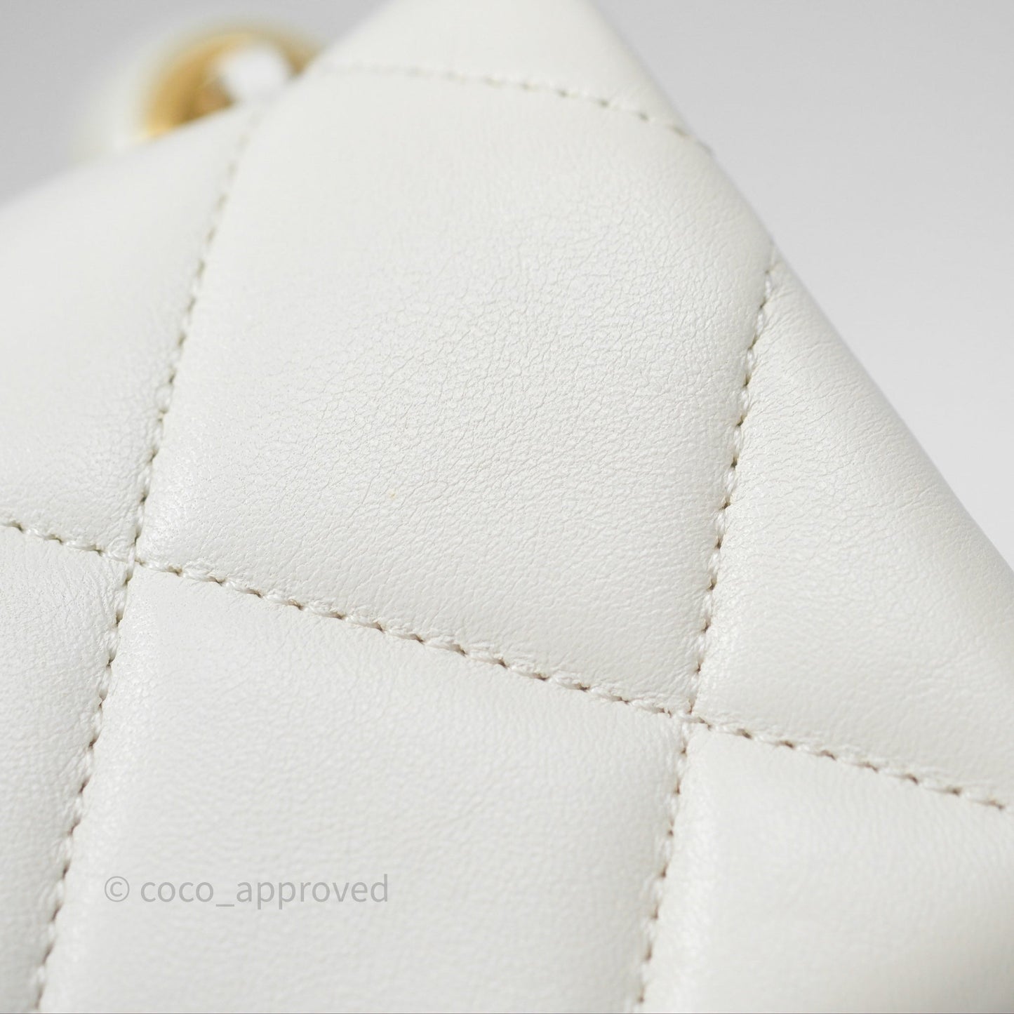 Chanel Quilted Double Pearl Adjustable Chain Flap Bag White Lambskin Aged Gold Hardware 24S