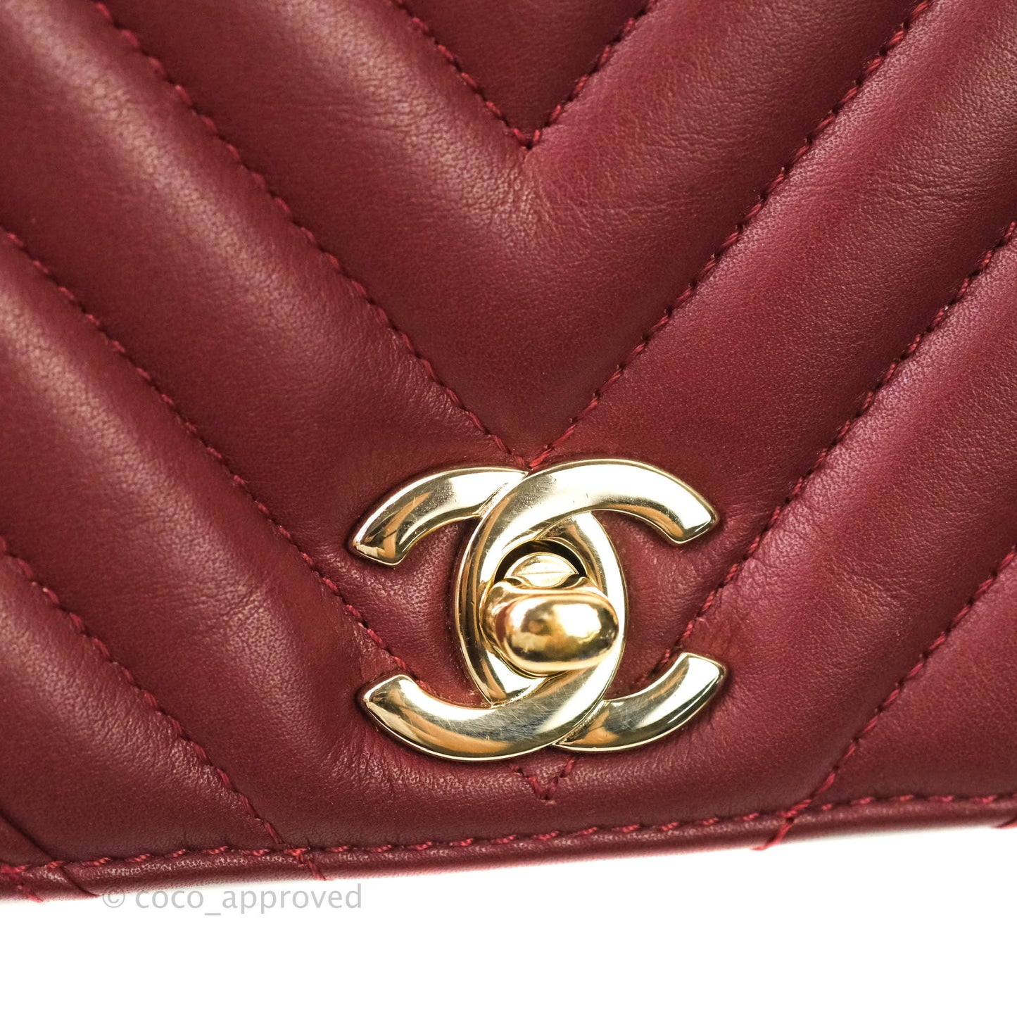 Chanel Small Statement Chevron Flap Bag Burgundy Lambskin Gold Hardware