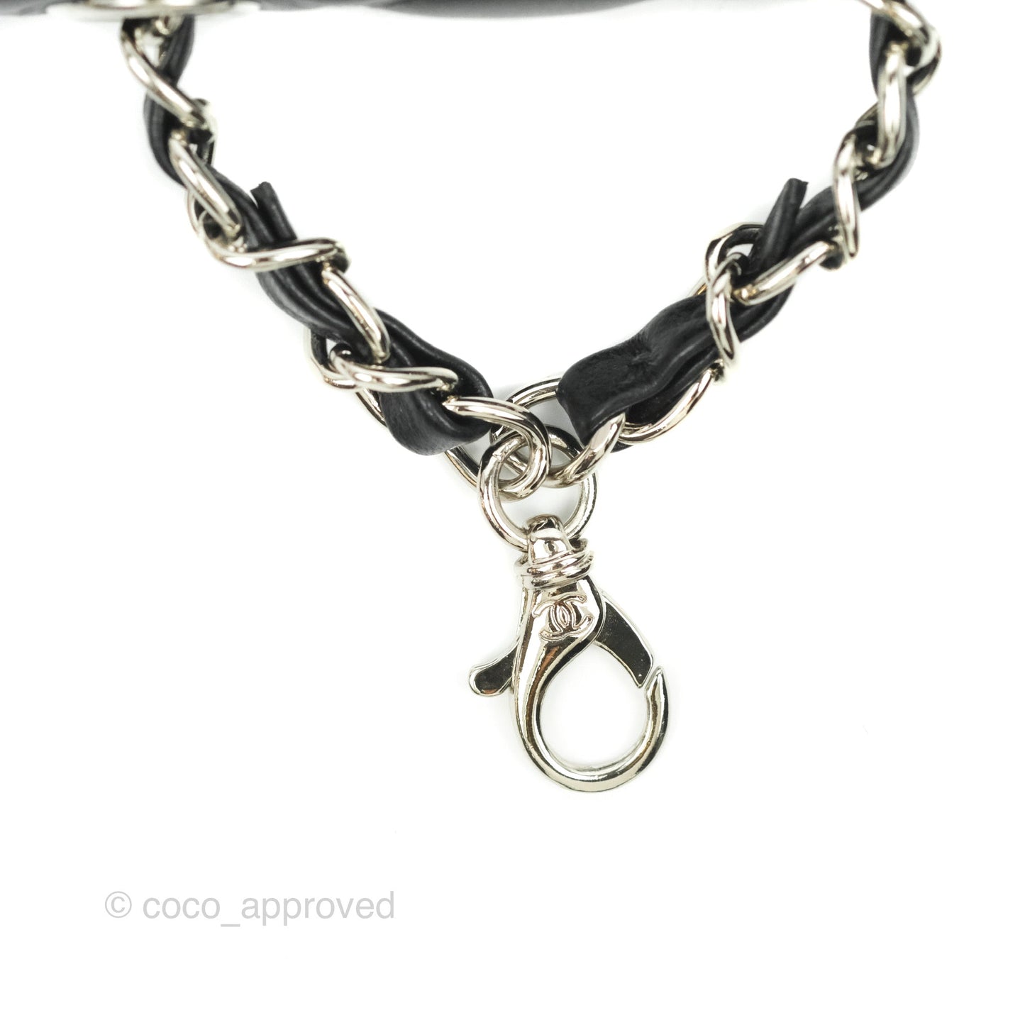 Chanel Mini Card Holder Chain Belt Bag Black Lambskin Silver Hardware 21B