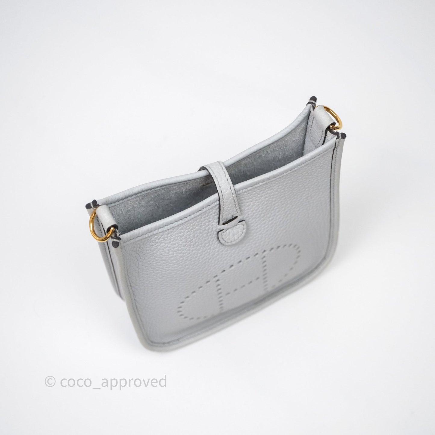Hermès Mini Evelyne 16  Bleu Pale 08 Clemence Gold Hardware