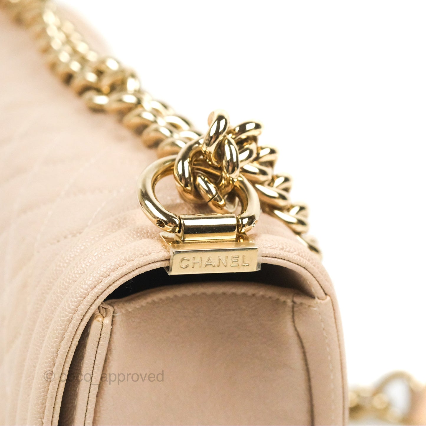 Chanel Quilted Medium Boy Dusty Pink Caviar Gold Hardware