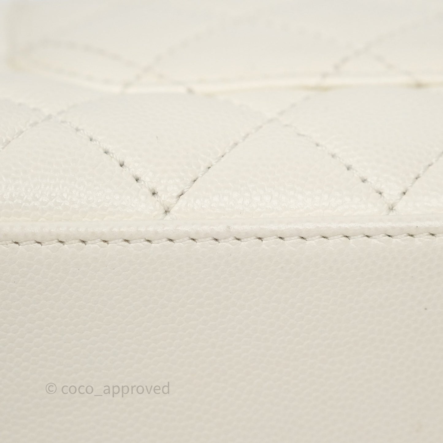 Chanel Mini Coco Handle Quilted Ivory White Caviar Gold Hardware