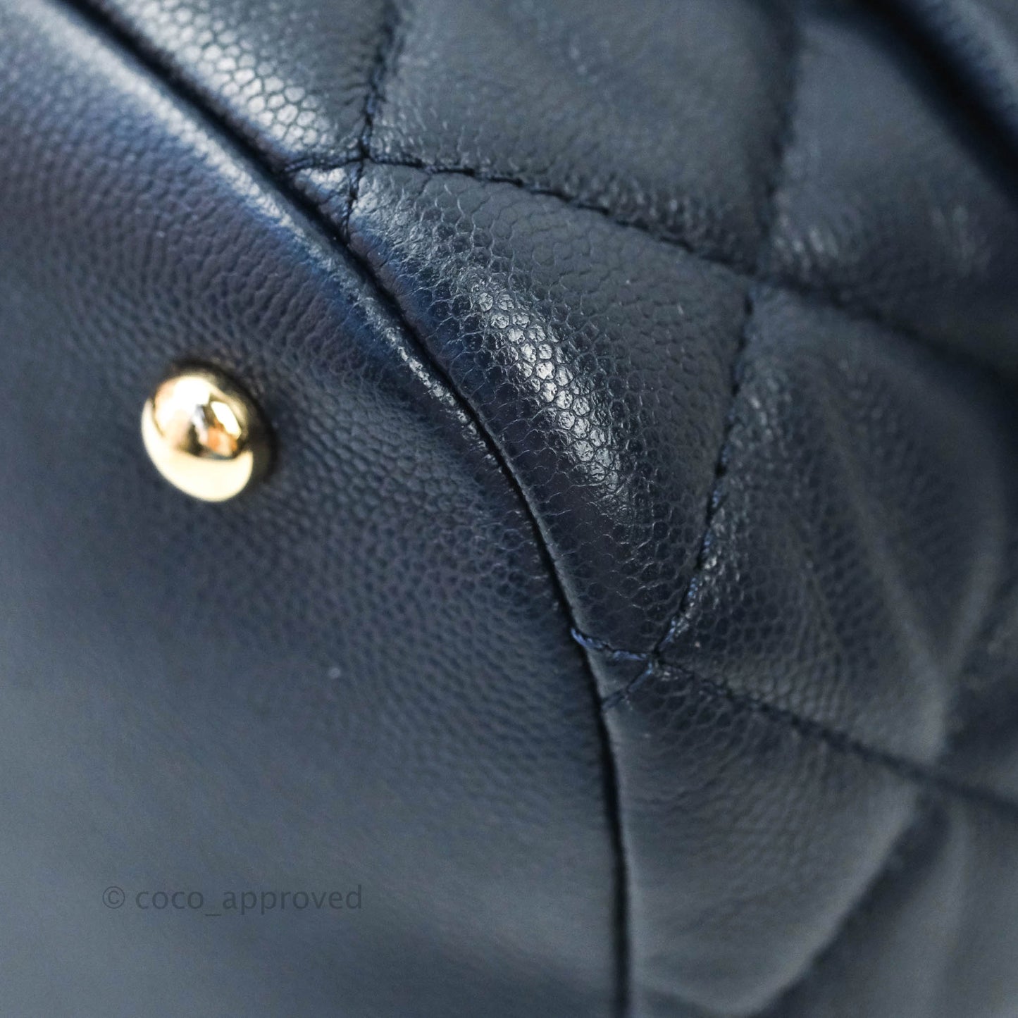 Chanel Caviar Quilted Rolled Up Bucket Drawstring Bag Navy Gold Hardware