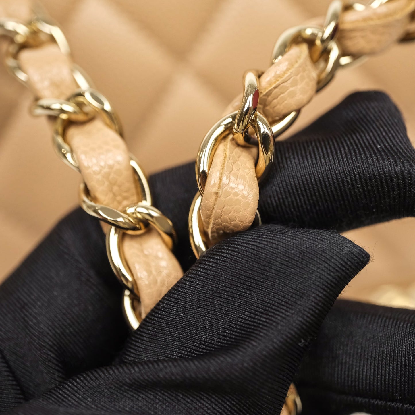 Chanel Classic M/L Medium Flap Quilted Dark Beige Caviar Gold Hardware