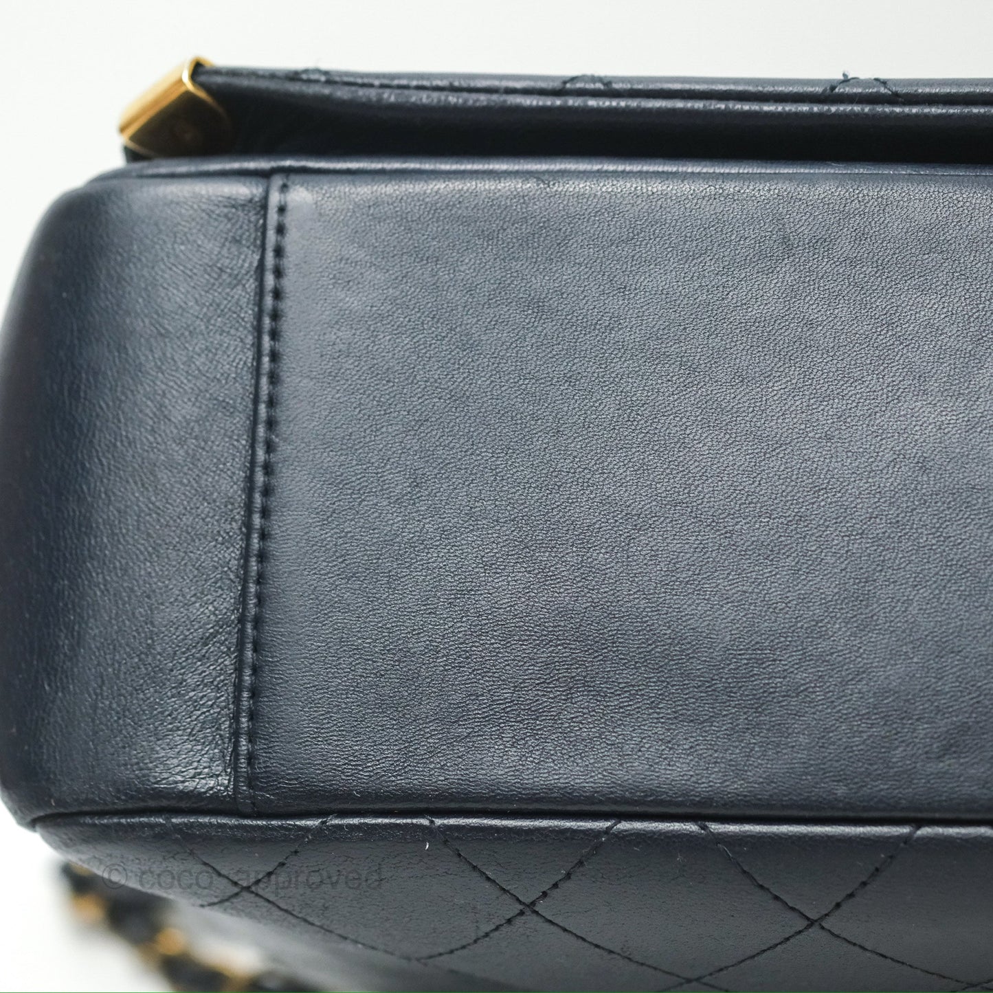 Chanel Medium Around The Corner Shopping Tote Navy Lambskin