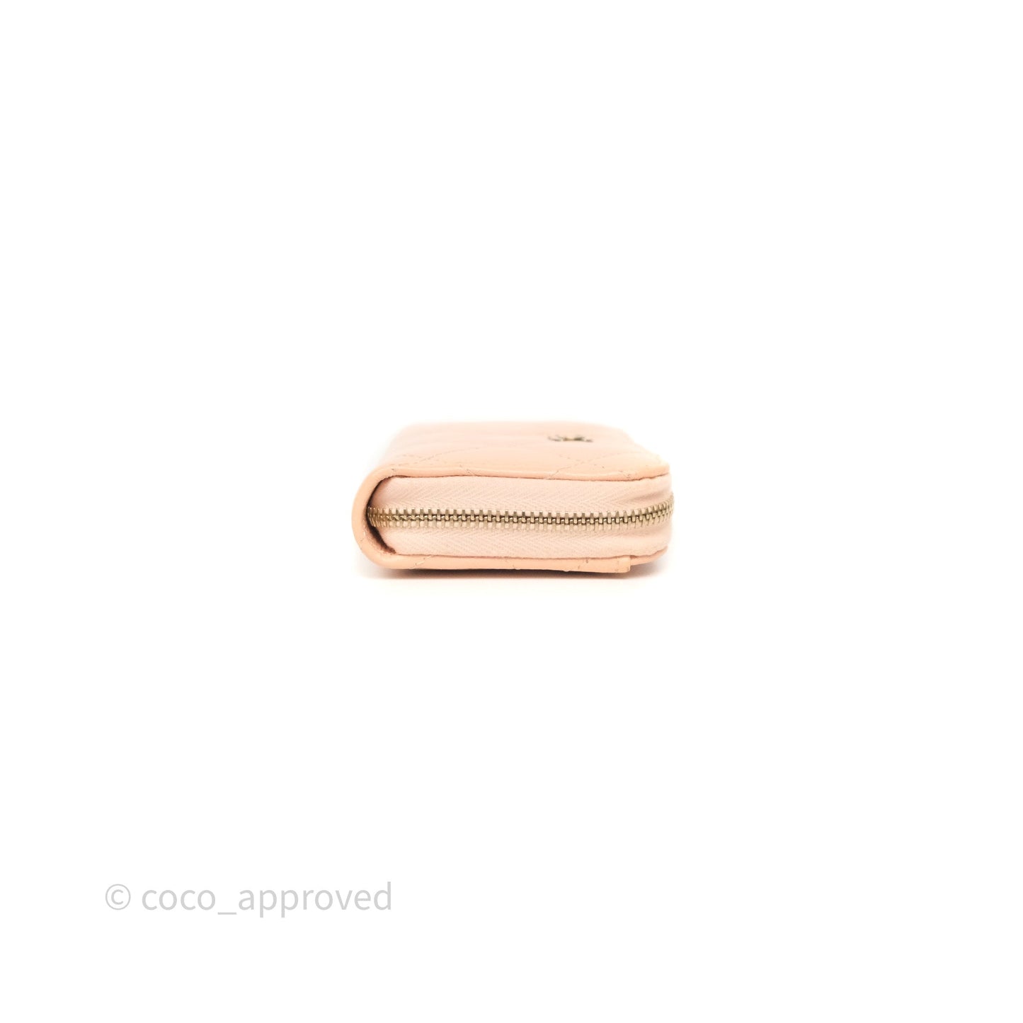 Chanel Classic Zipped Coin Purse Salmon Pink Caviar Gold Hardware