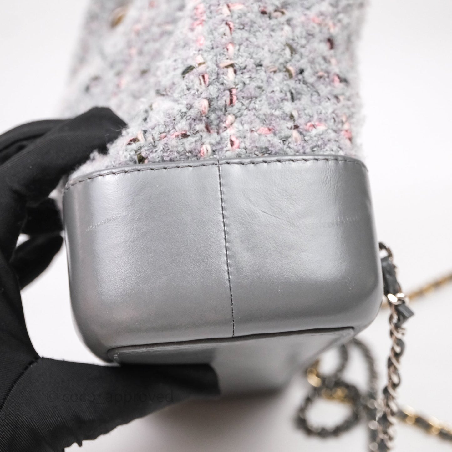 Chanel Gabrielle Small Backpack Grey Tweed Aged Calfskin