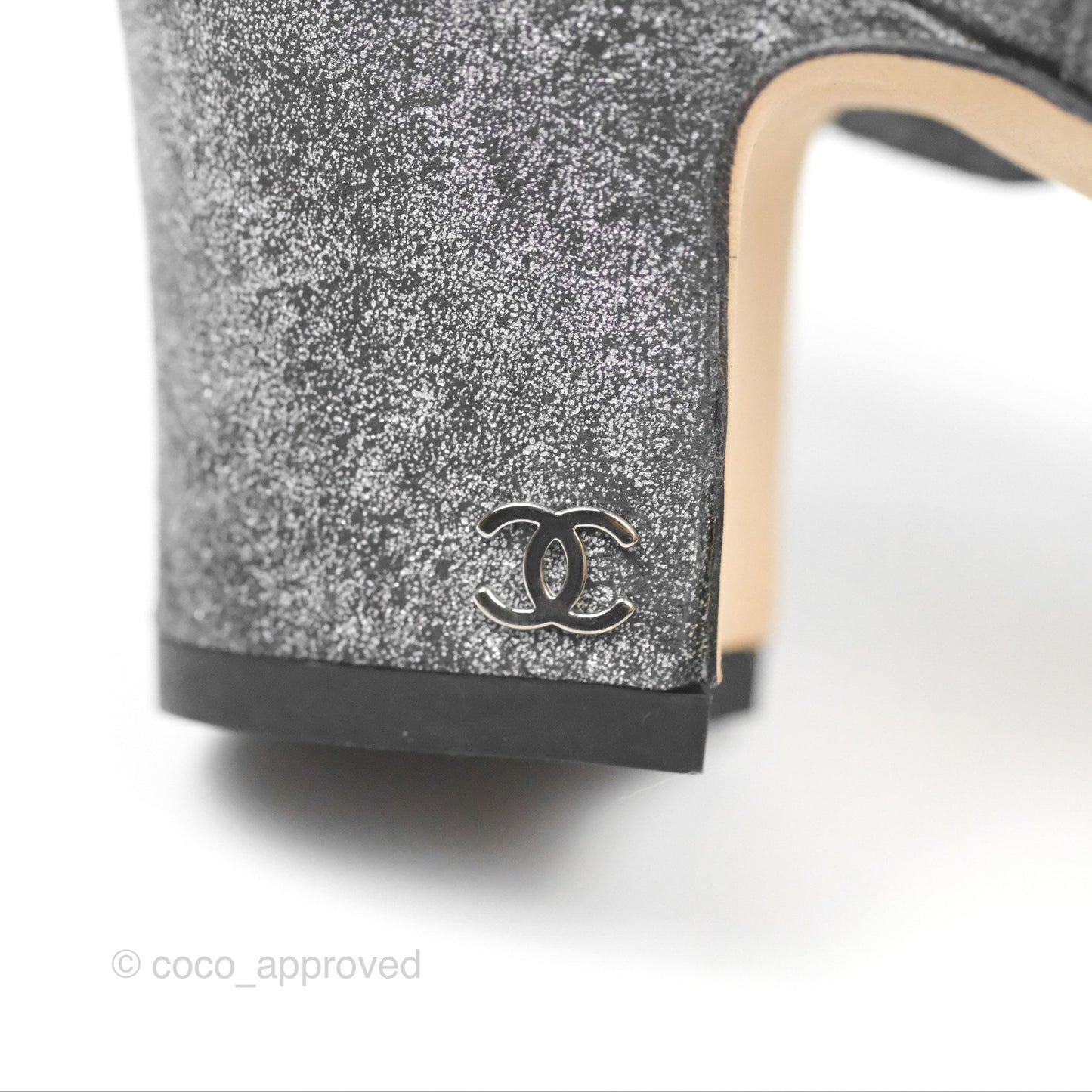 Chanel Classic Slingback Pumps Metallic Lambskin Silver Black