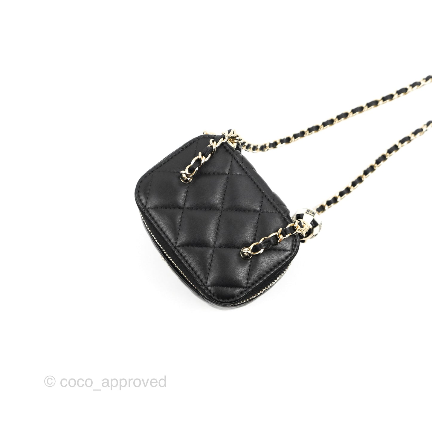 Chanel Mini Ball Crush Vanity With Chain Black Lambskin Gold Hardware
