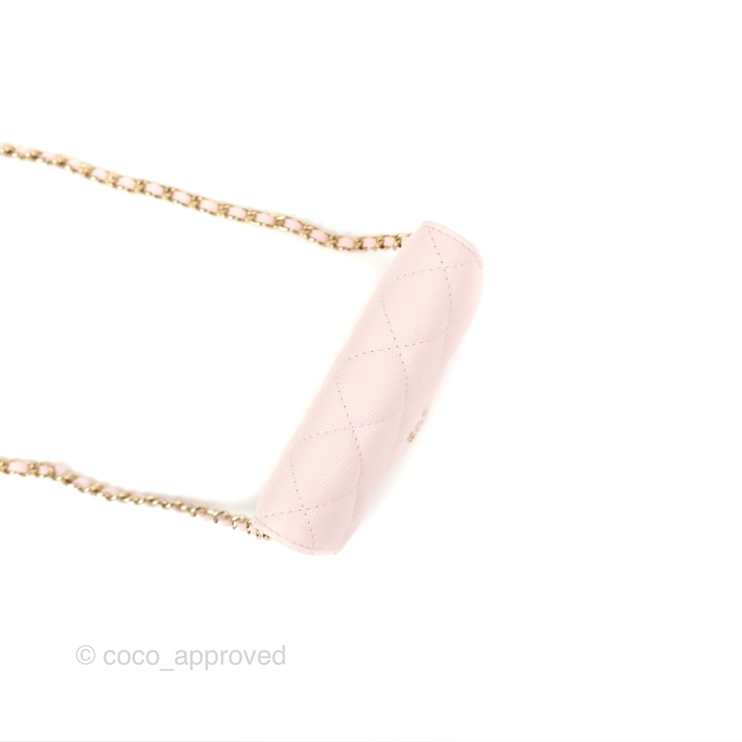 Chanel Mini Wallet With Chain Light Pink Caviar Gold Hardware