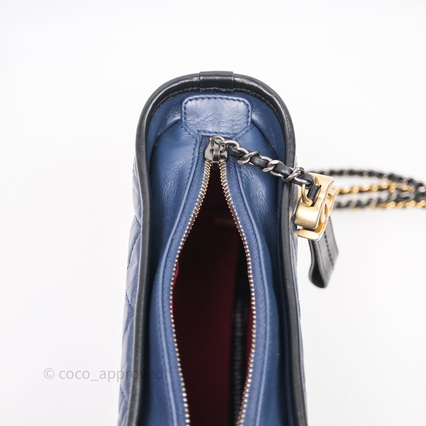 Chanel Quilted Small Gabrielle Hobo Navy Black Aged Calfskin Mixed Hardware