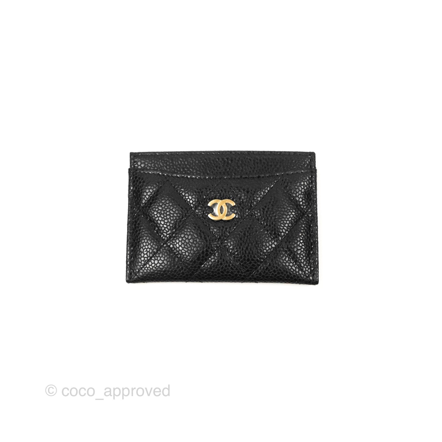 Chanel Classic Flat Card Holder Black Caviar Gold Hardware