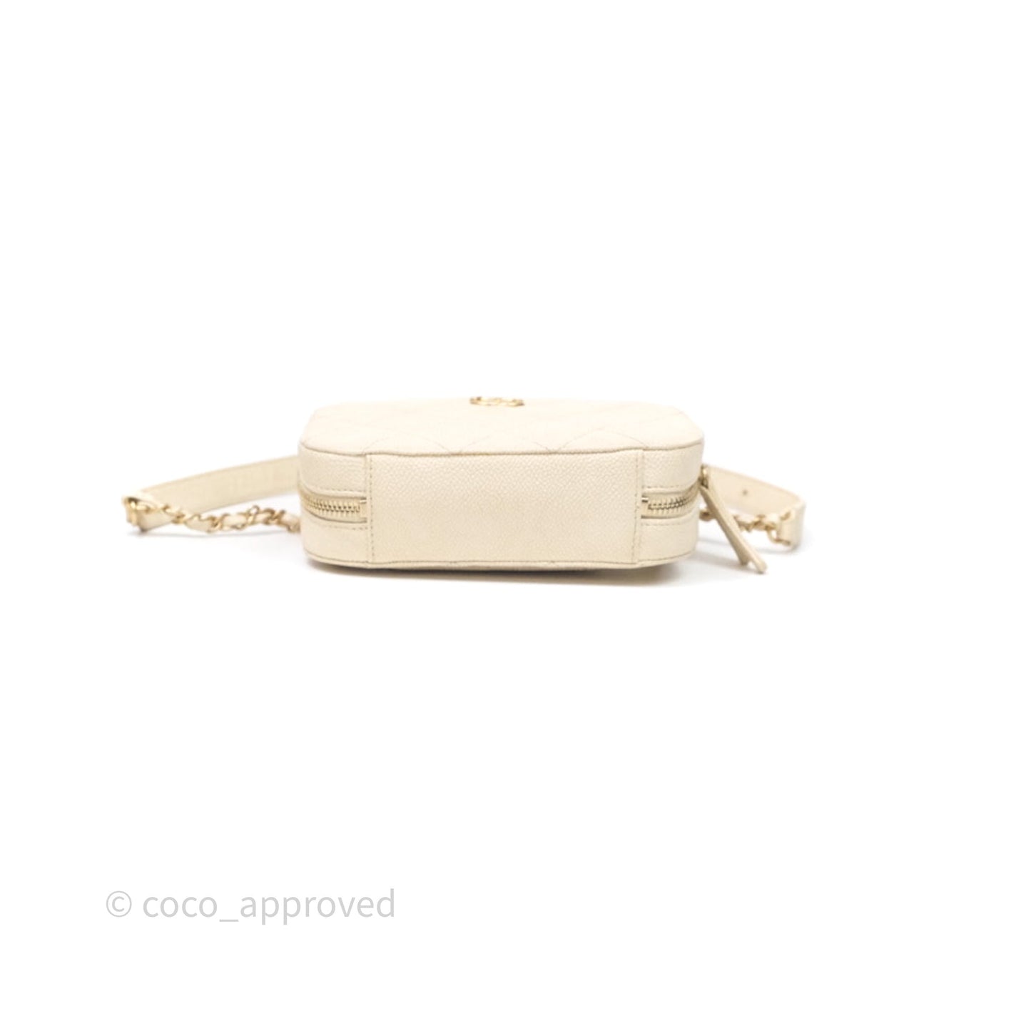 Chanel Quilted Caviar Waist Bag Ivory Aged Gold Hardware