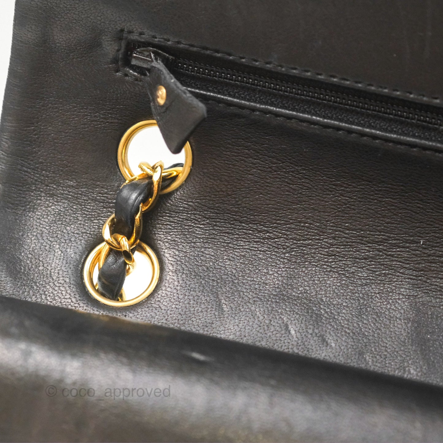 Chanel Vintage Medium Classic Flap Chevron Black Lambskin 24K Gold Hardware