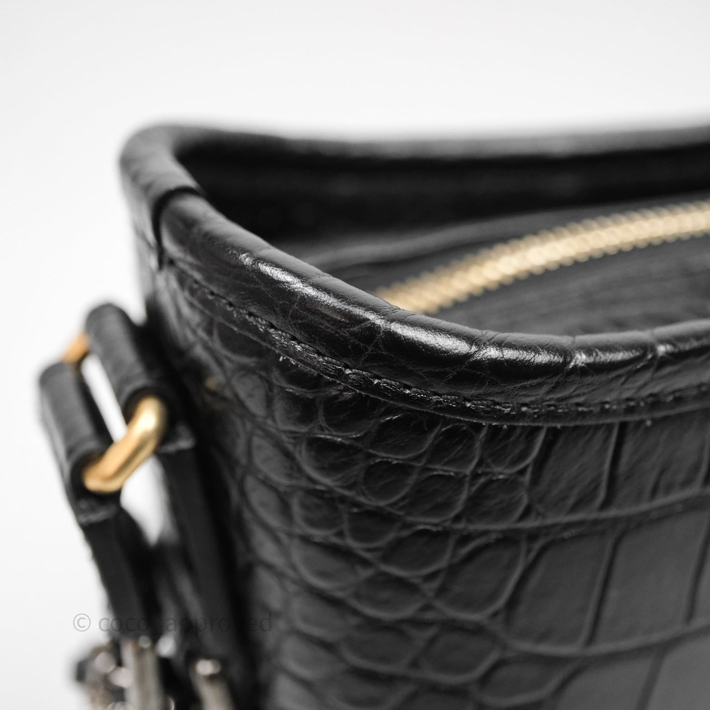 Chanel Crocodile Embossed Calfskin Small Gabrielle Cocodile Hobo Black