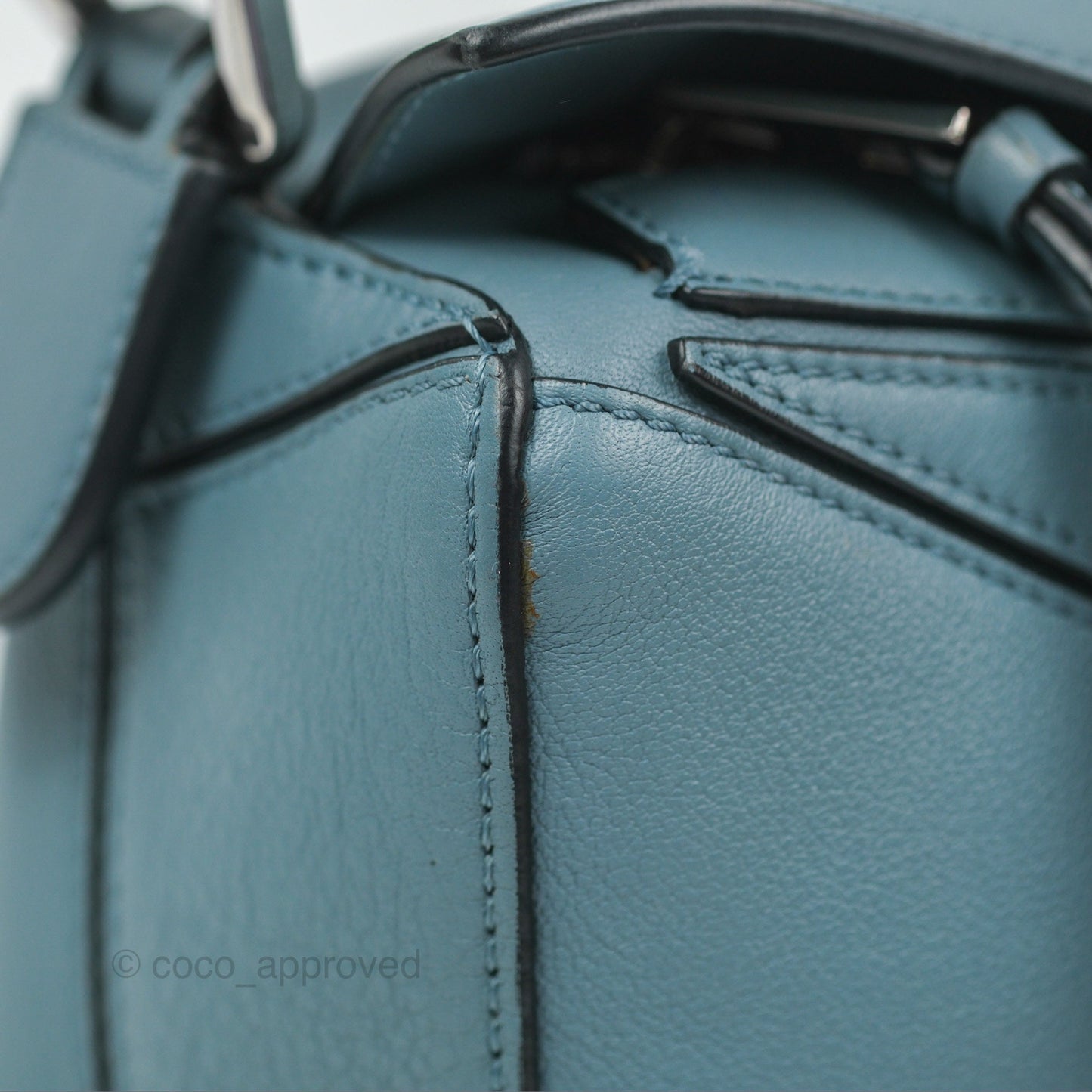 Loewe Small Puzzle Bag Stone Blue Calfskin Silver Hardware