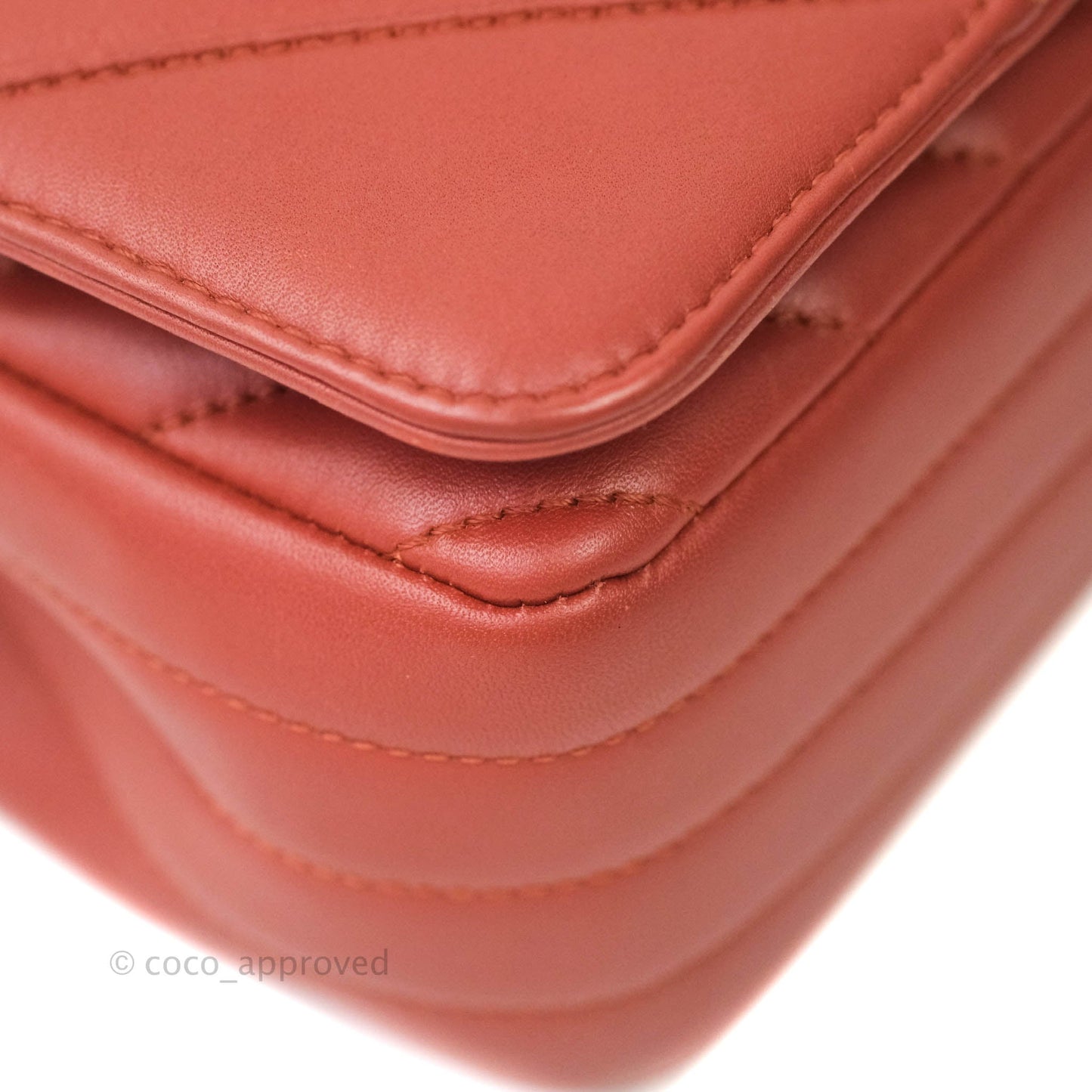 Chanel Small Statement Chevron Flap Bag Red Lambskin Gold Hardware