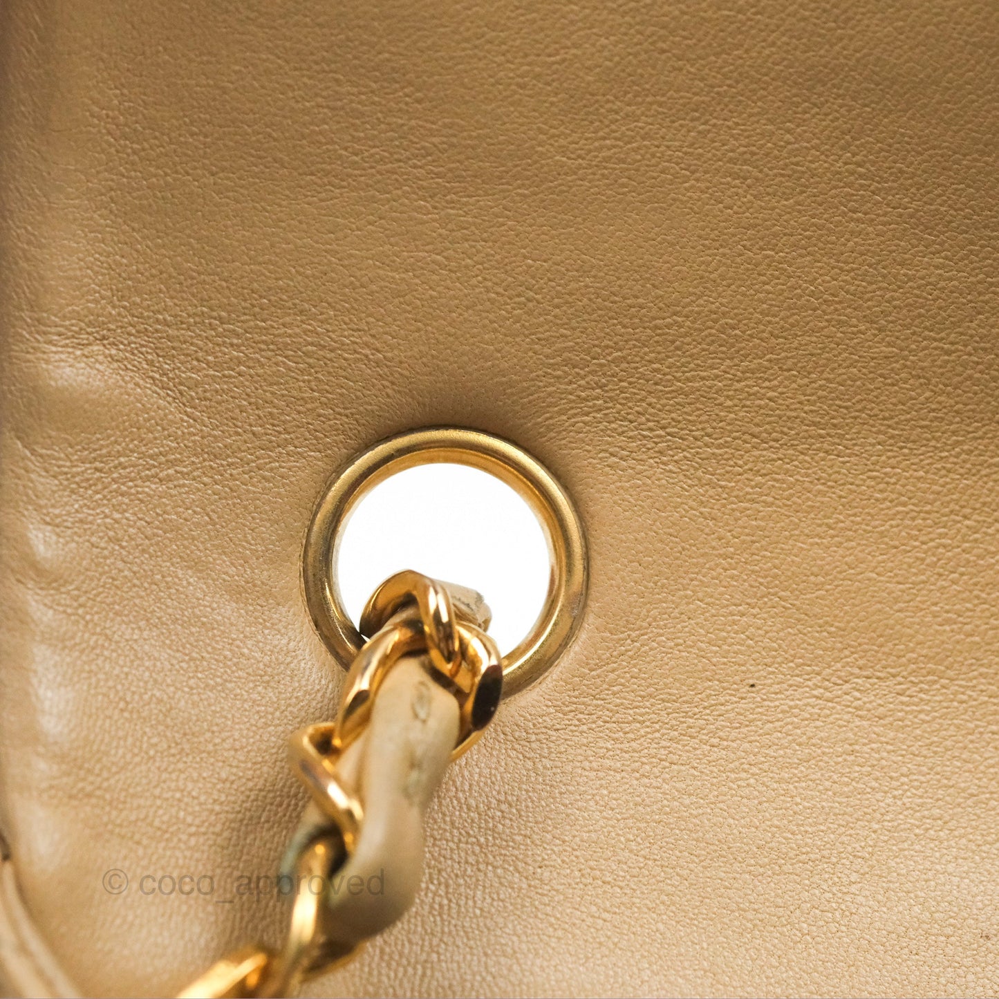 Chanel Vintage Square Flap Bag Beige Lambskin 24K Gold Hardware