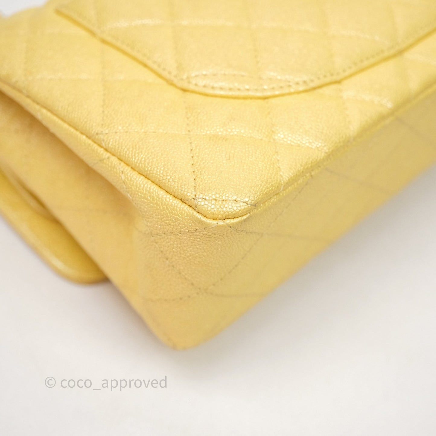 Chanel Small Classic Quilted Flap Iridescent Yellow Caviar Gold Hardware